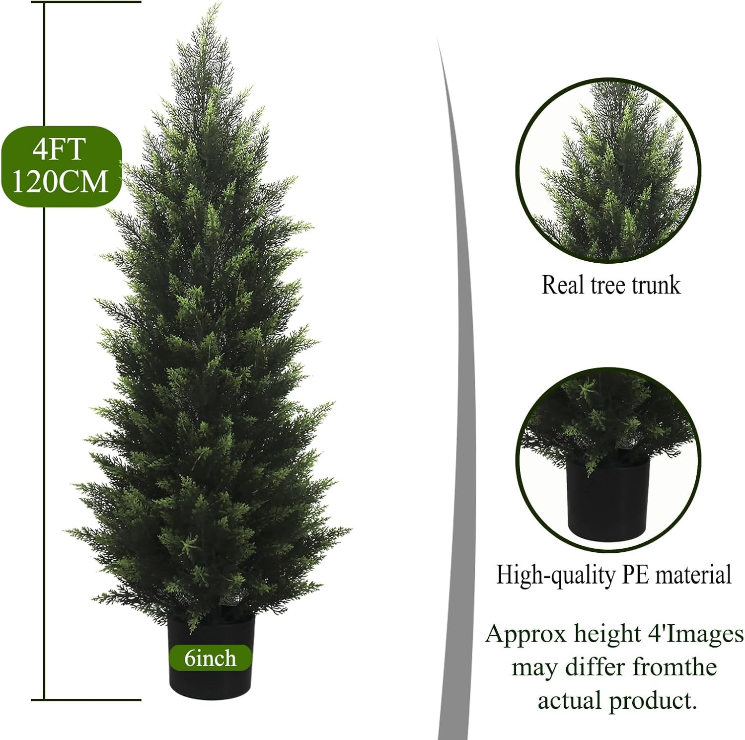 Set of 2 UV Rated 4FT Lifelike Artificial Cedar Topiary Trees for Outdoor Decor