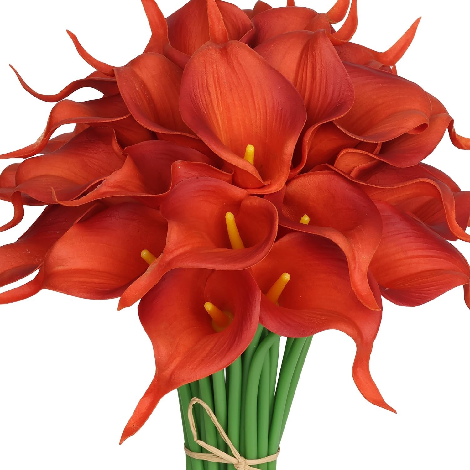 30 Pack Realistic PU Latex Calla Lily Flowers – Burnt Orange for Wedding & Home