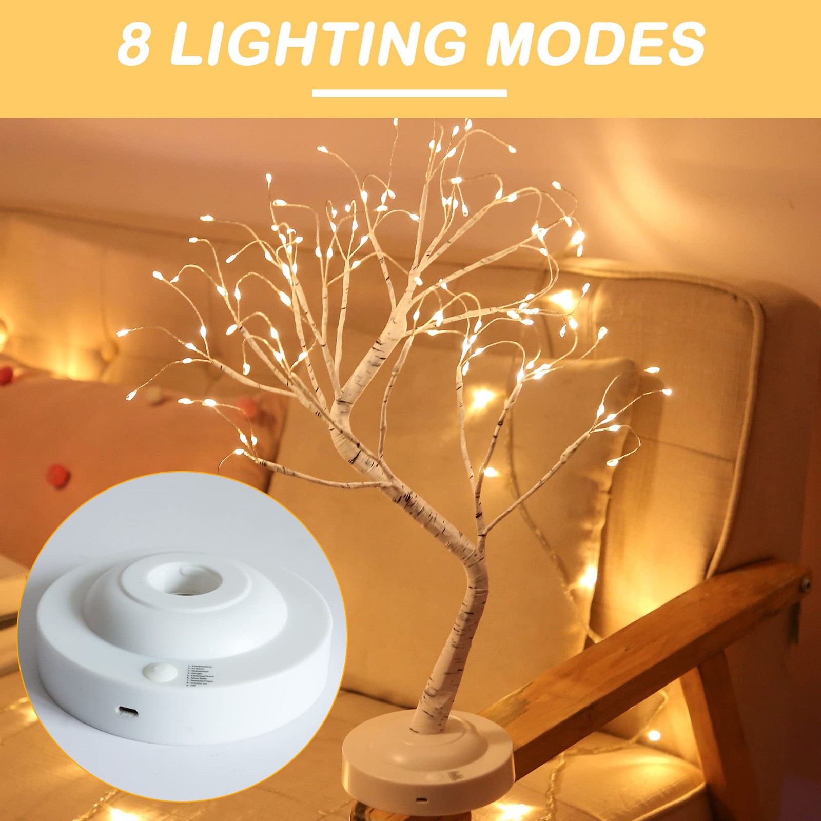 Tabletop Bonsai Tree Light,108L LED Tree Lamp,Fairy Light Tree with 8 Modes &…