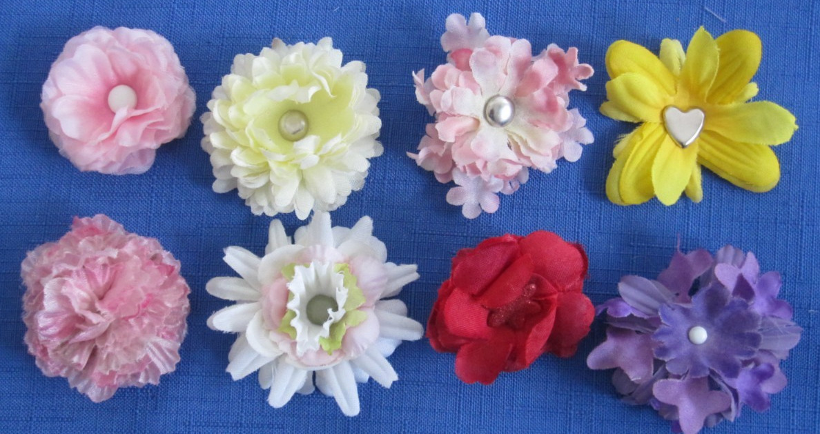 #6 Lot-49 Small/Medium Layers Used Silk Flower Petals 1-3″ Brads Multiple Colors