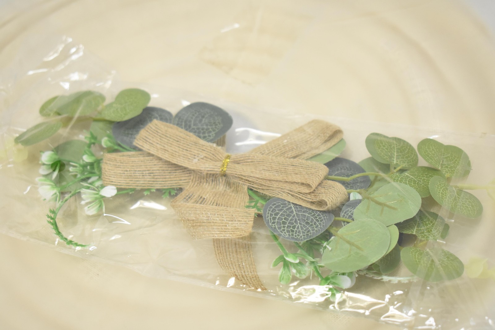 METHDEECO 2ft Artificial Eucalyptus Wreath Front Door Green Burlap Bow Decor