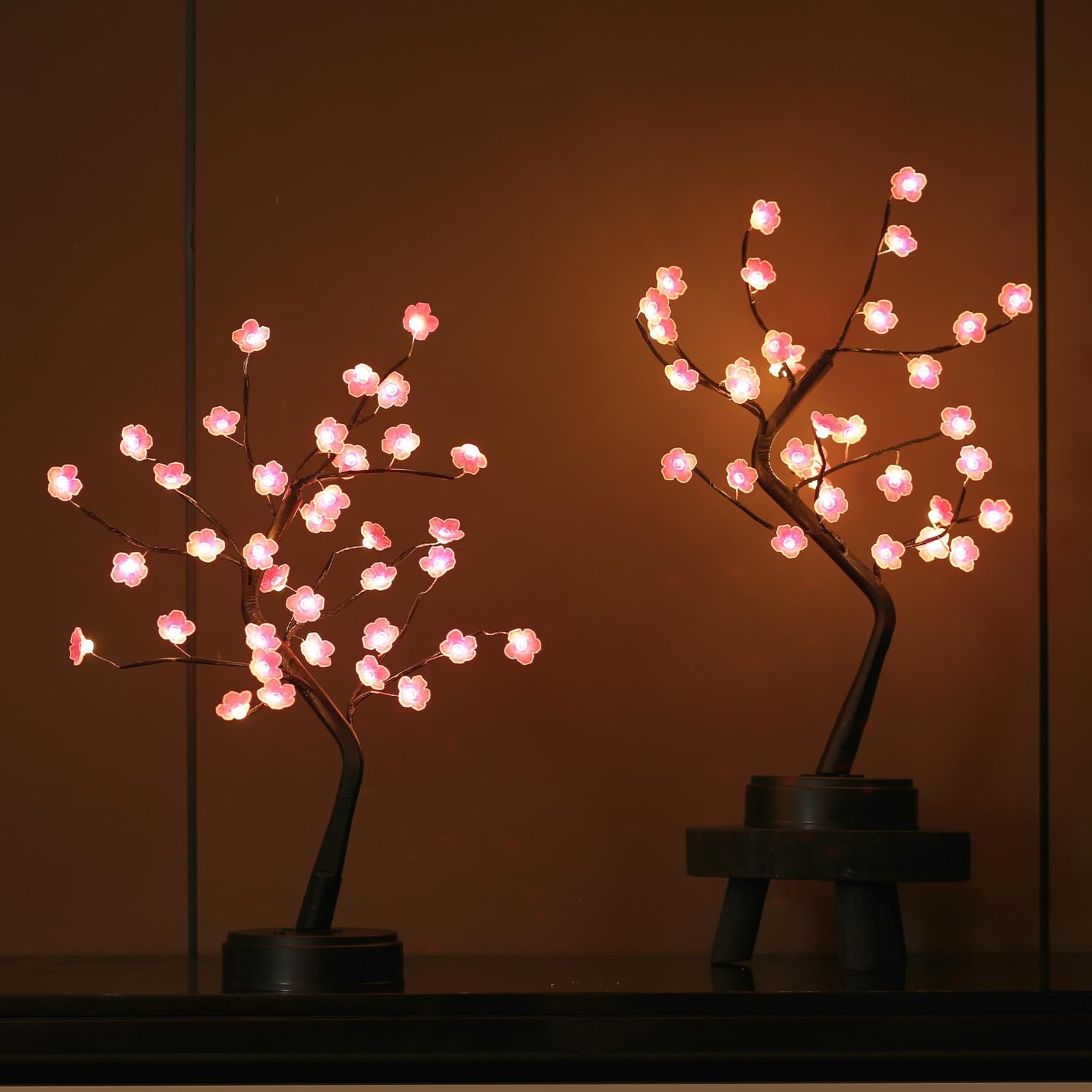 2 Pack Cherry Blossom Tree Lamp, 18inch 36 Led Bonsai Tree Lights, Battery/US…