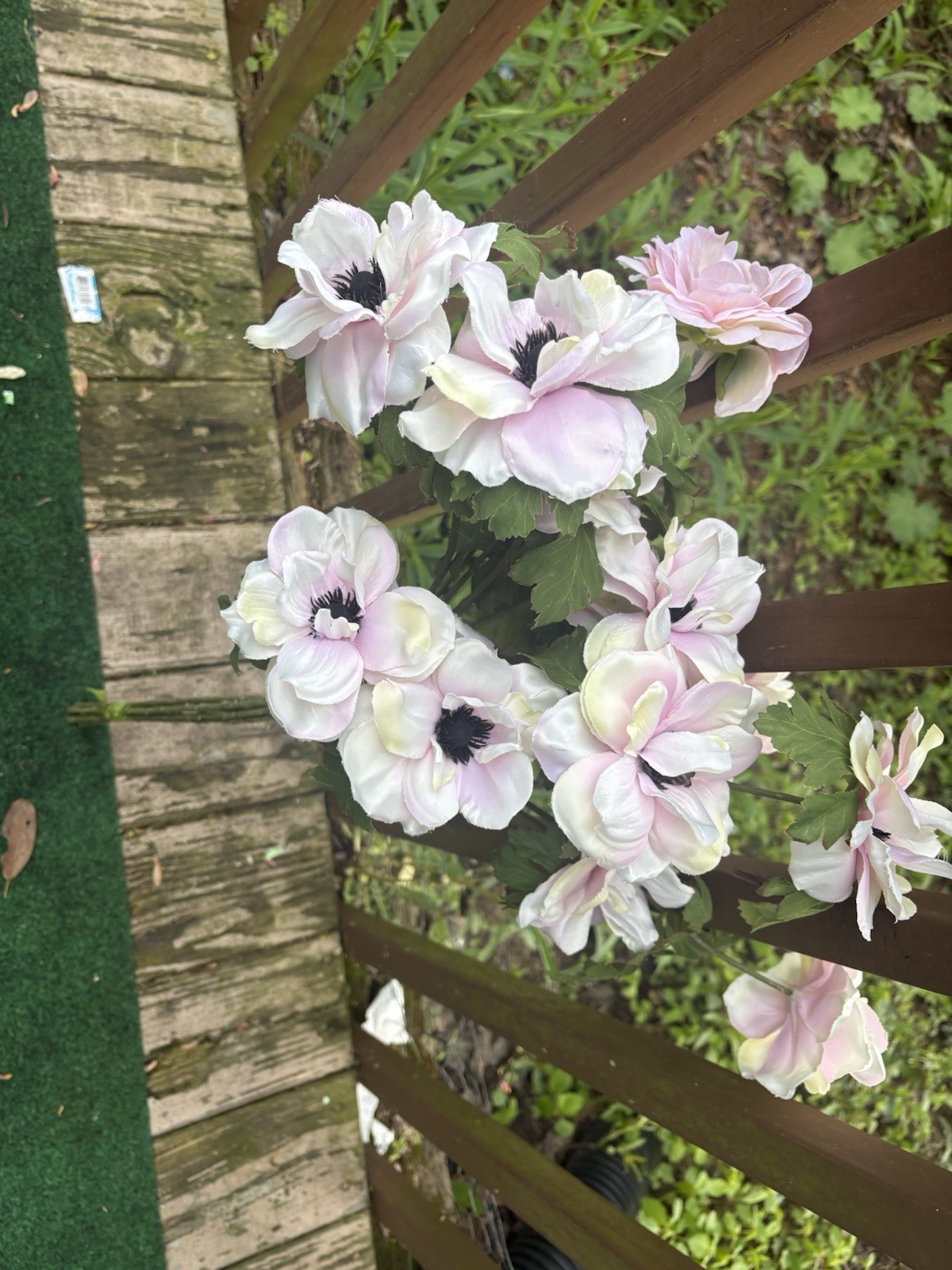 15 Magnolia stem bush CREAM with Pink Violet highlights 32” Tall
