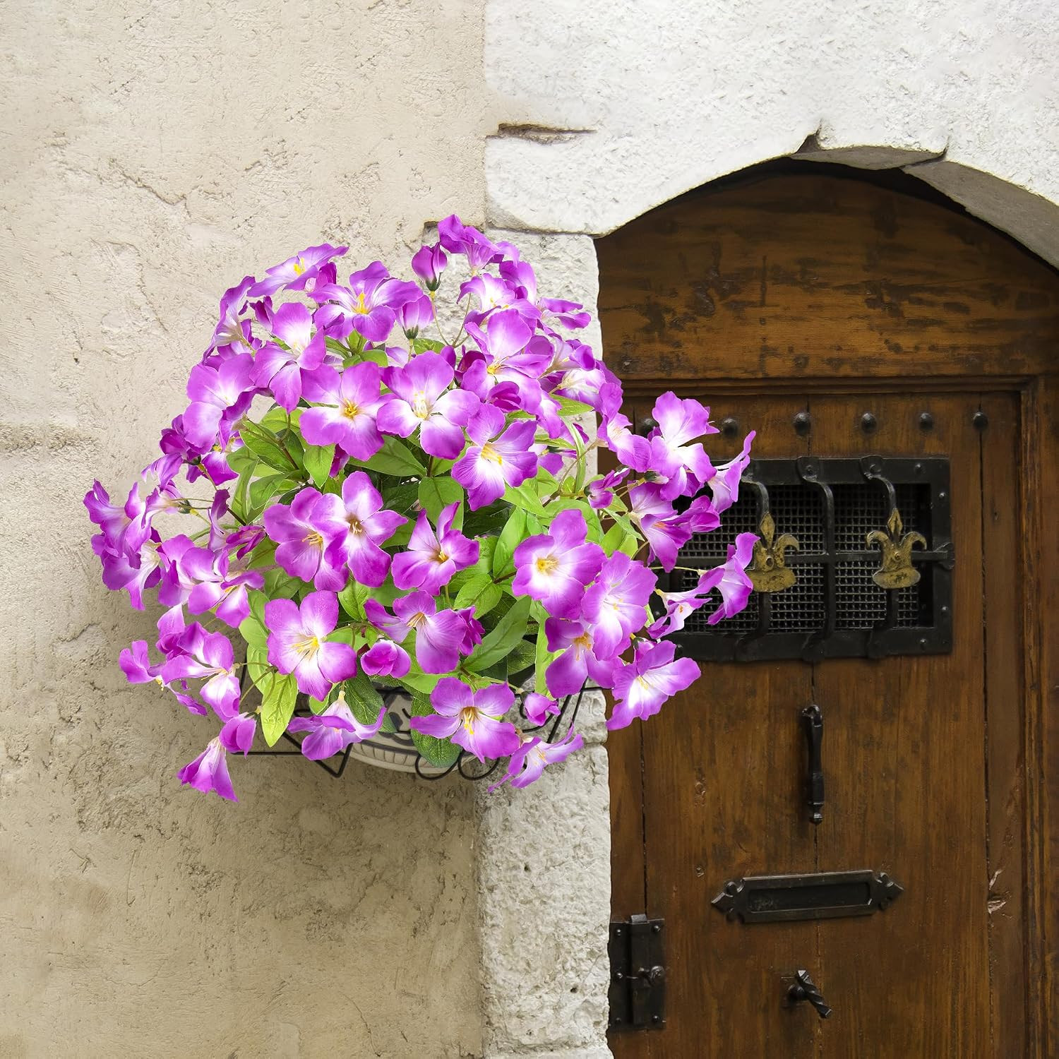 Vibrant 15.7″ Purple Artificial Azalea Flowers – Set of 4 for Outdoor Decor