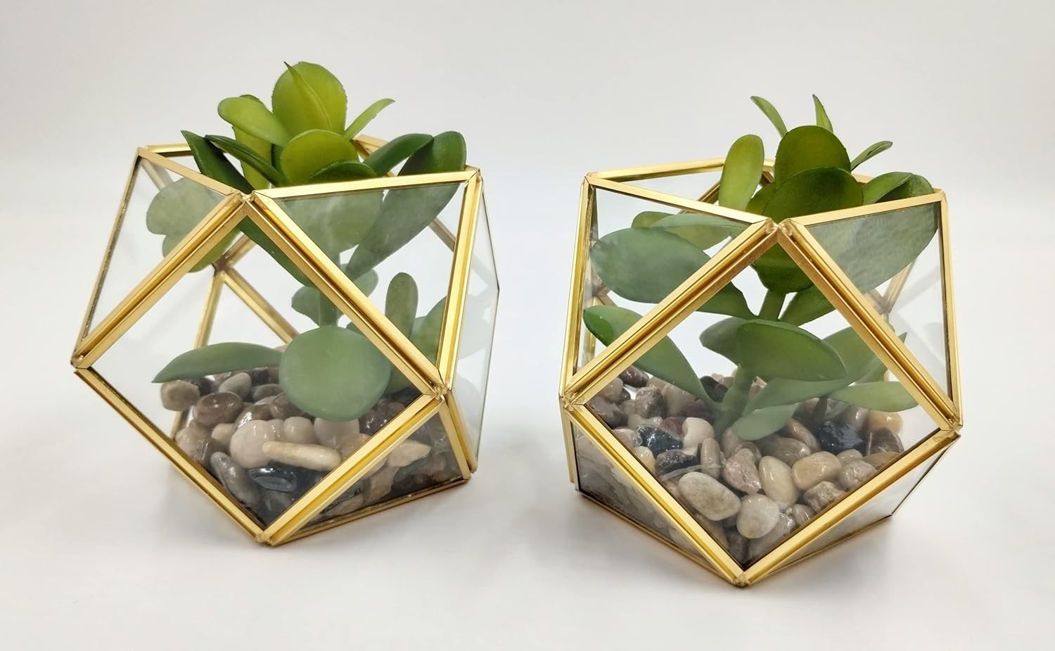 (2 PACK) 5″ x 4″ Artificial Succulent Plant with Brass Terrarium – Opalhouse