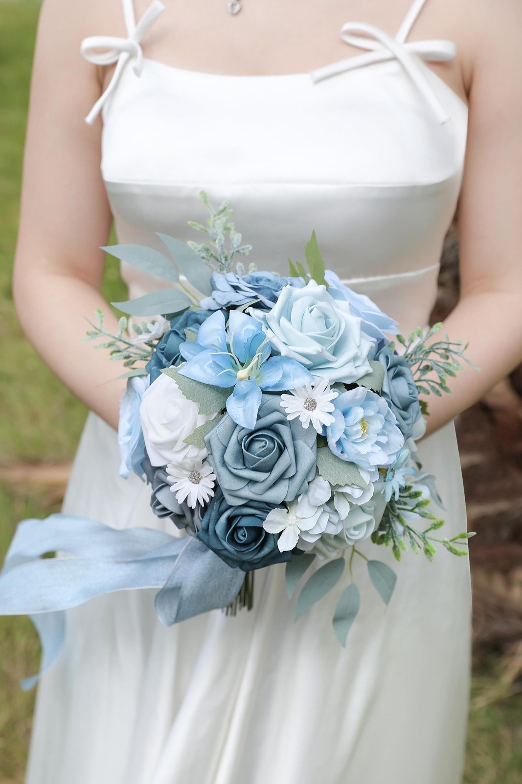 Blue Artificial Flowers Combo Box Silk Fake Roses Peonies DIY Wedding Decor