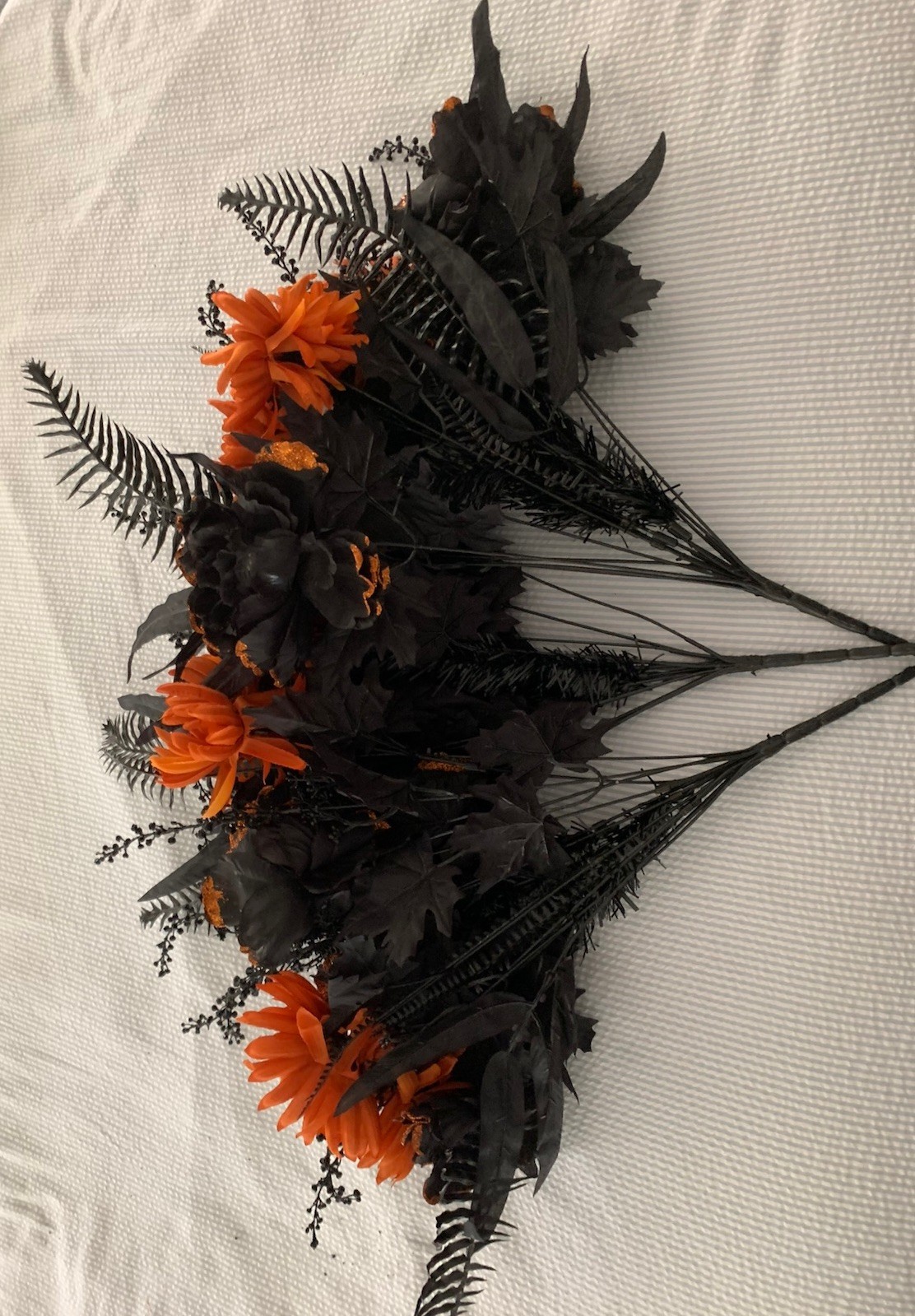 3 Pc. Halloween Artifical Flowers Stem Branches Bouquet Orange and Black
