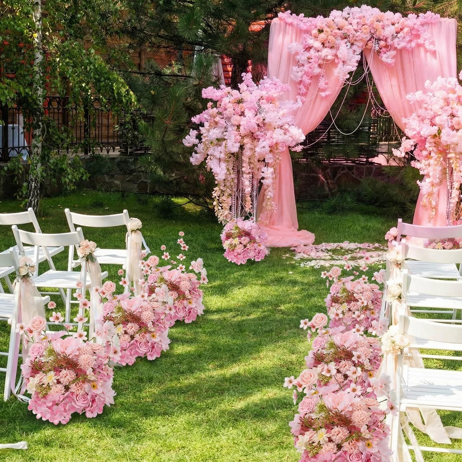 2 Pcs 19” Pink Standing Flowers Balls for Wedding Centerpieces Large Pre-Ass…