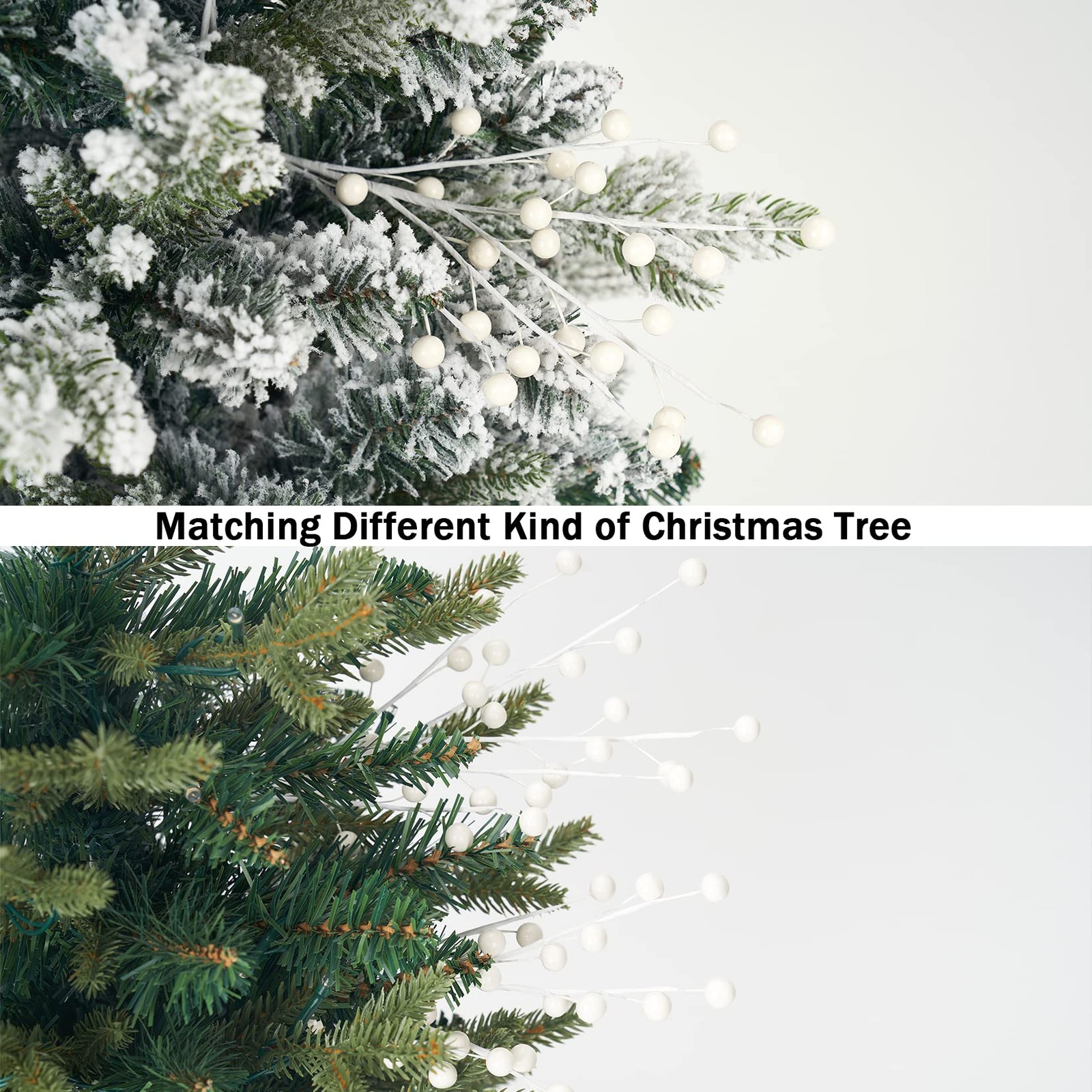 Christmas Berries Picks Set of 12 Xmas Tree Decorations 14inches White Holly …