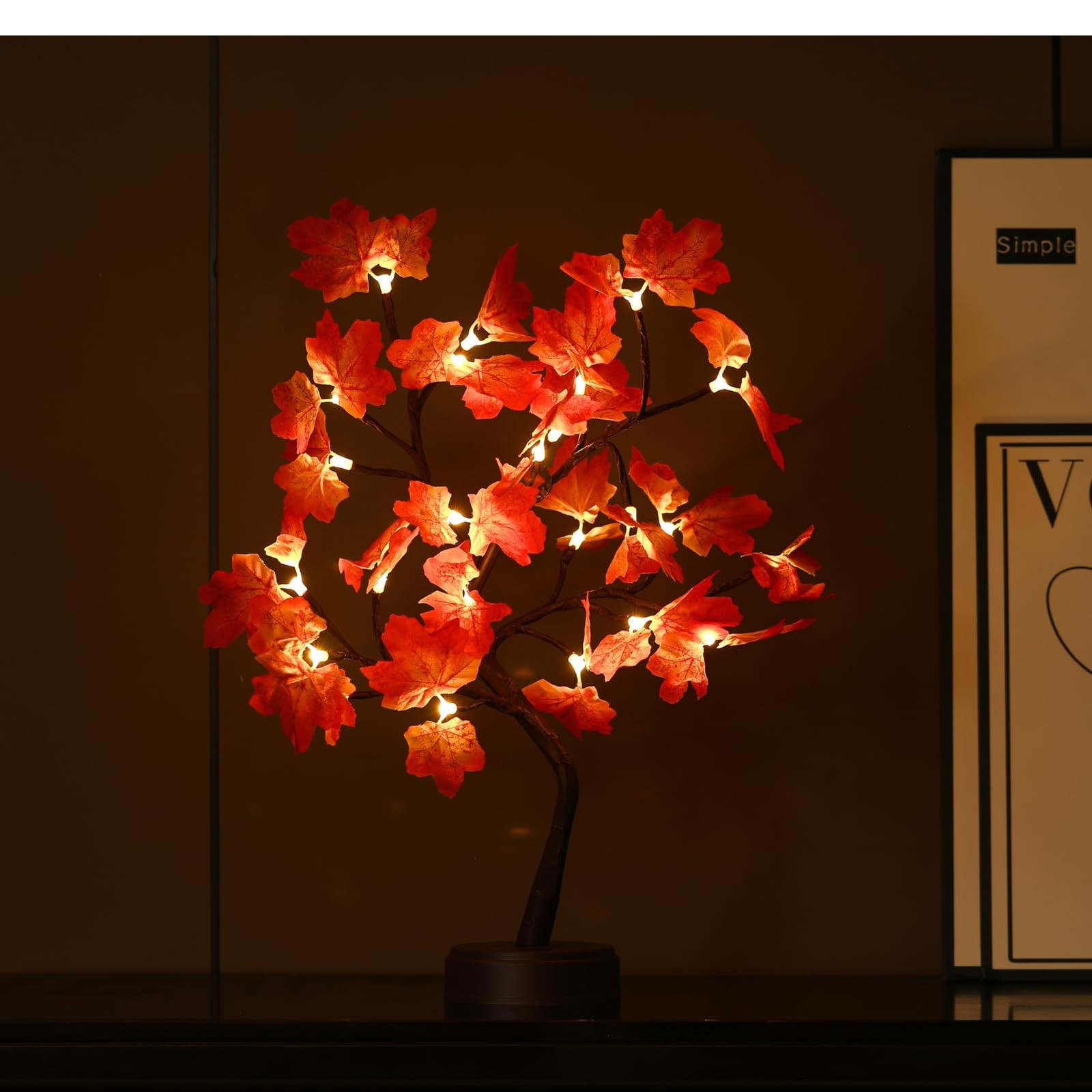 Artificial Fall Lighted Maple Tree 24 LED Thanksgiving Decorations Battery/US…