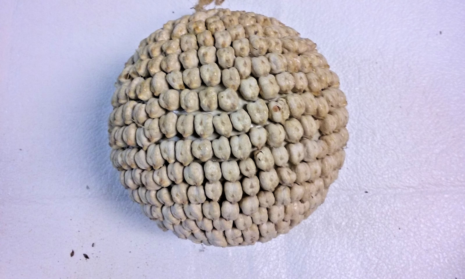 3 White Bean Seed Mosaic Decorative Ball Ornaments 5″ to 6″ wide