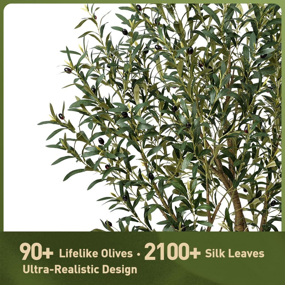 Olive Tree Artificial Indoor 6Ft – UV Resistant Large Fake Plants Realistic Faux