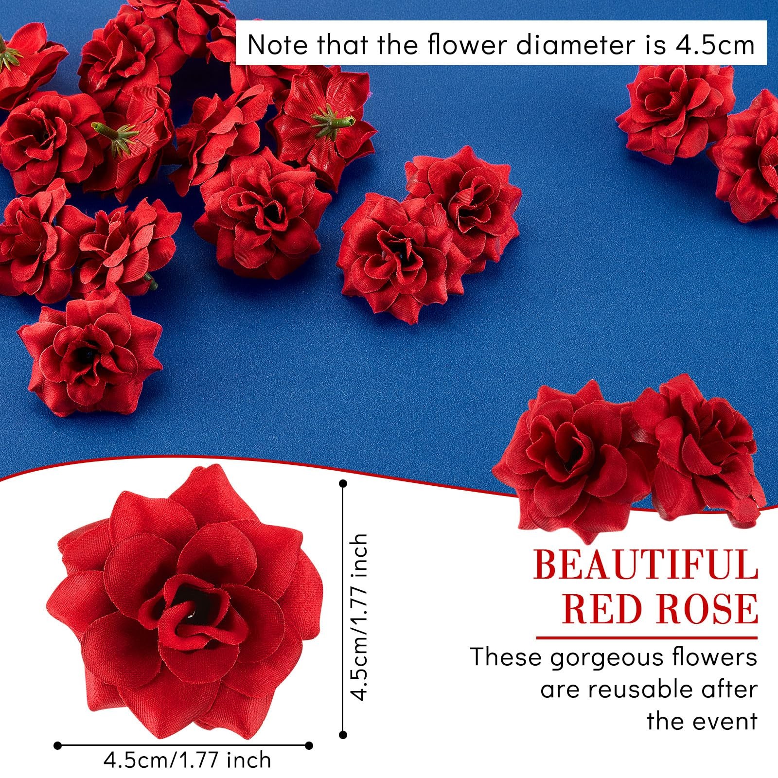 100 Pieces Artificial Roses Head 1.77 in Rose Small Silk Fake Floral for Wedd…