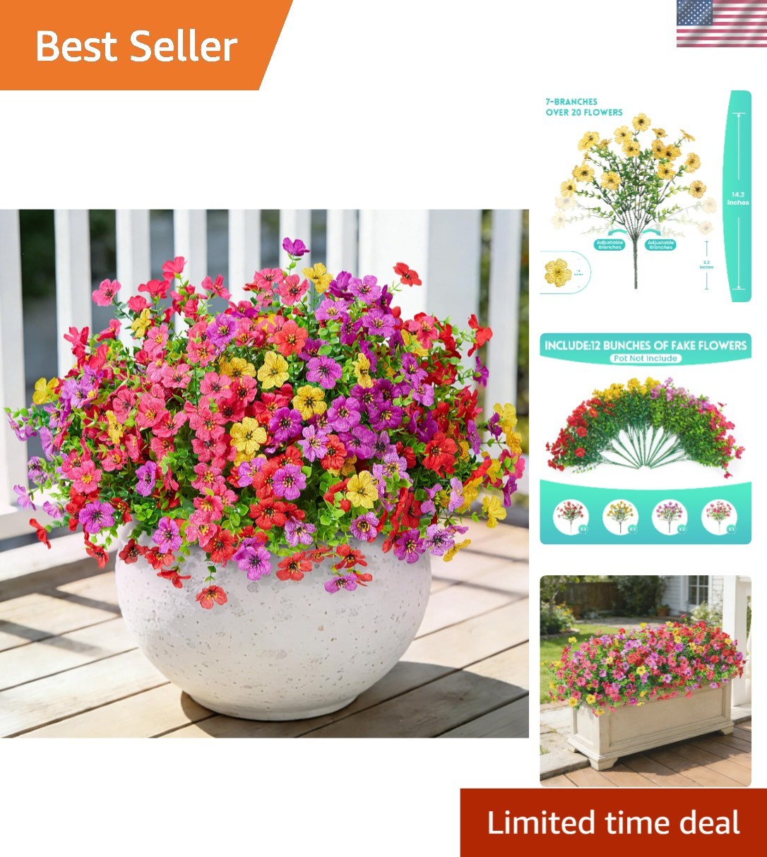 Realistic Silk Daisy Flower Bunches – 12 Count for Indoor and Outdoor Use