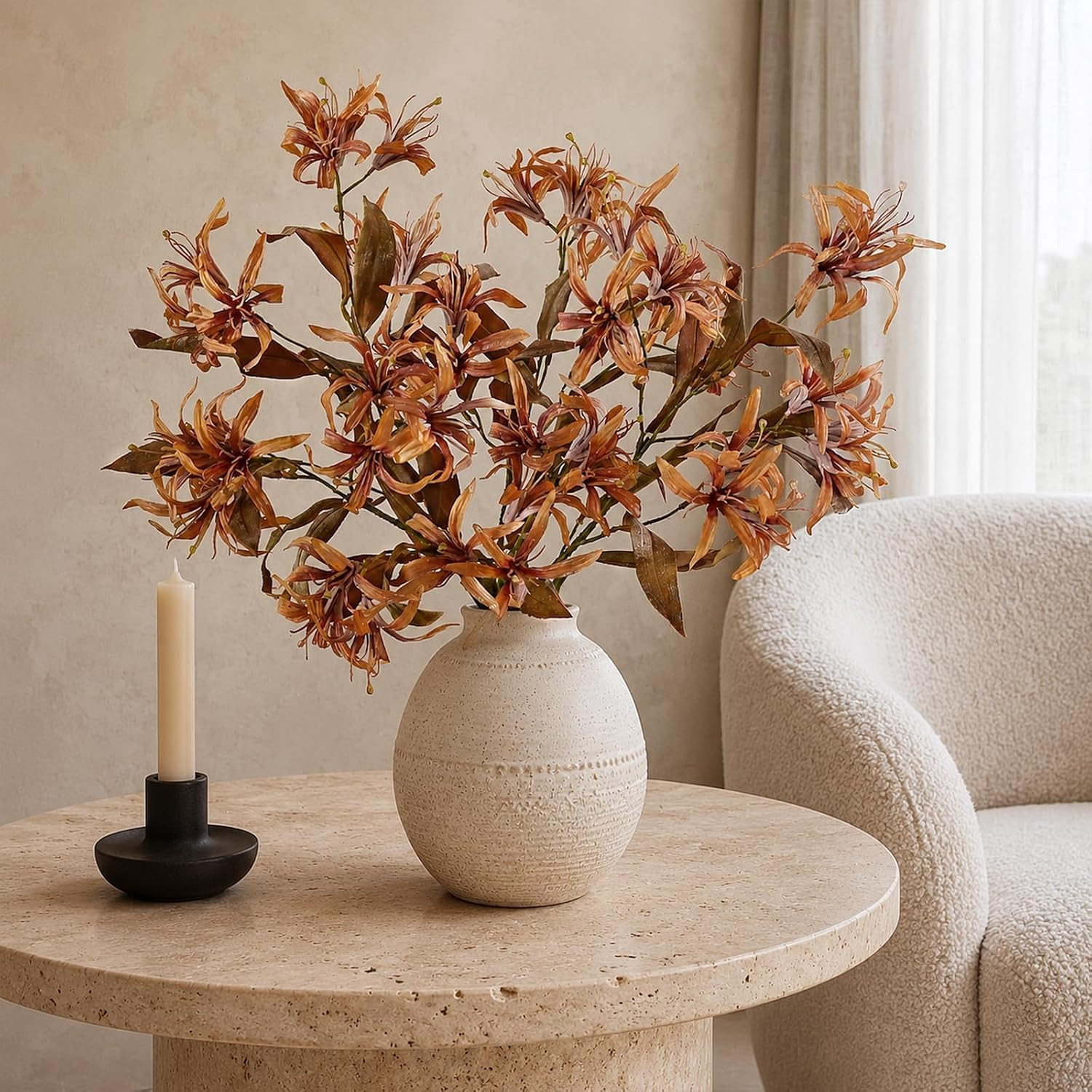 8 Pcs 33″ Dried Bauhinia Flower Stems – Lifelike Autumn Decor for Home