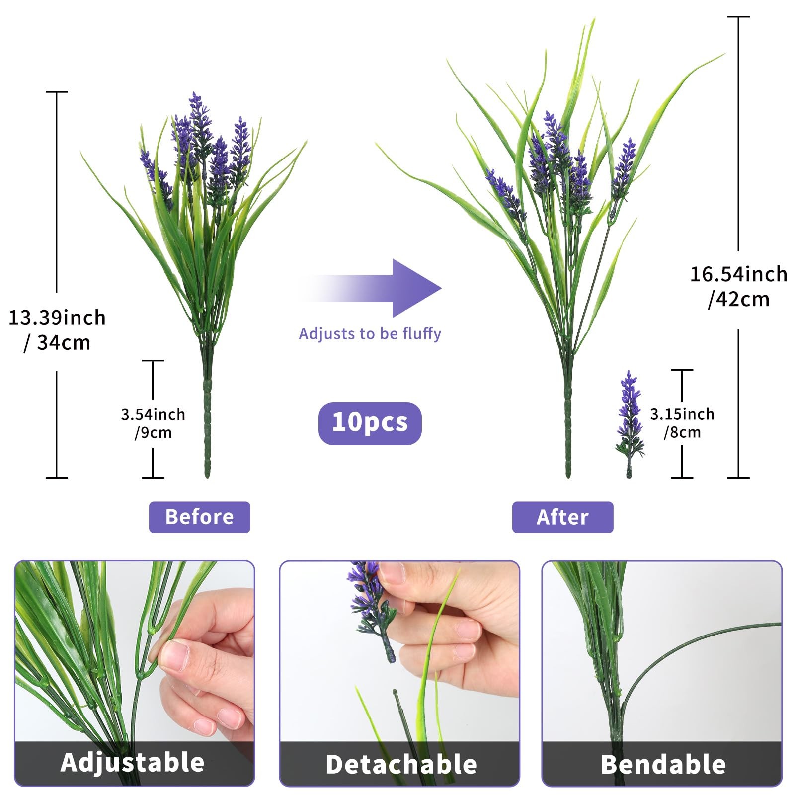 Artificial Flowers for Outdoor Planter Indoor Decor Fake Lavender Flowers UV …