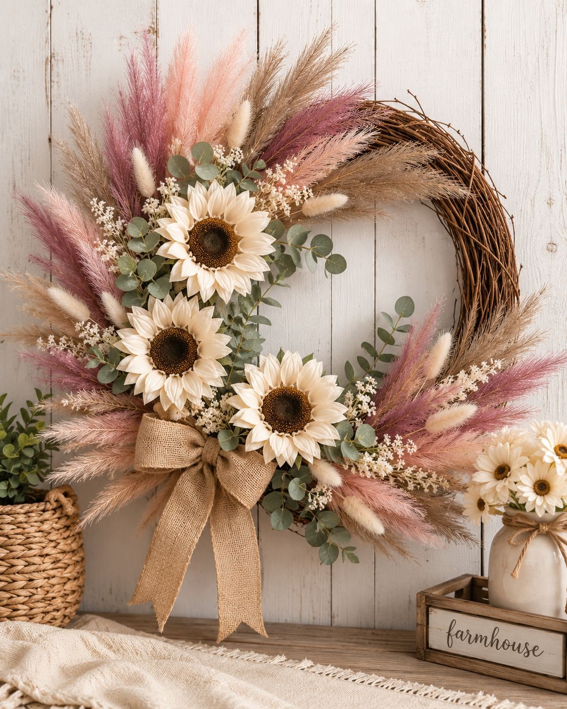 Dusty Pink Pampas Grass Decor Set of 15 Faux Pampas Stems Blush Mauve Taupe Pamp