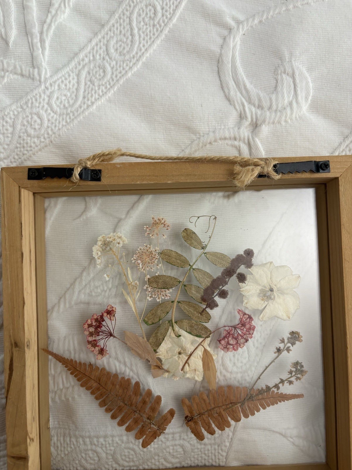 Dried Pressed Flowers Leaves Wood Frame Under Glass Gallery Wall Boho Decor 8×8