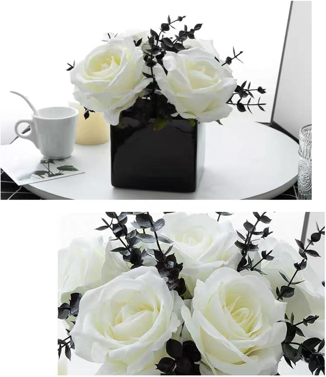 Artificial Flowers with Small Ceramic Vases, Roses in Vases Plastic Artificia…