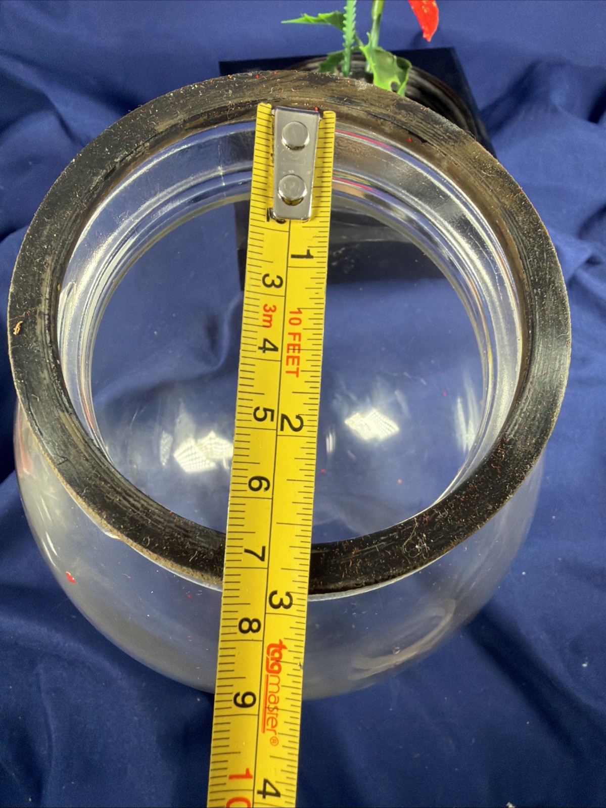 Vtg. Bowl O’ Beauty Screw on Glass Dome Ball Terrarium Globe Cloche Plastic Base