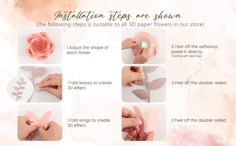 Paper Flowers Wall Decor Set 16 Blush Pink Giant Backdrop Nursery Wedding