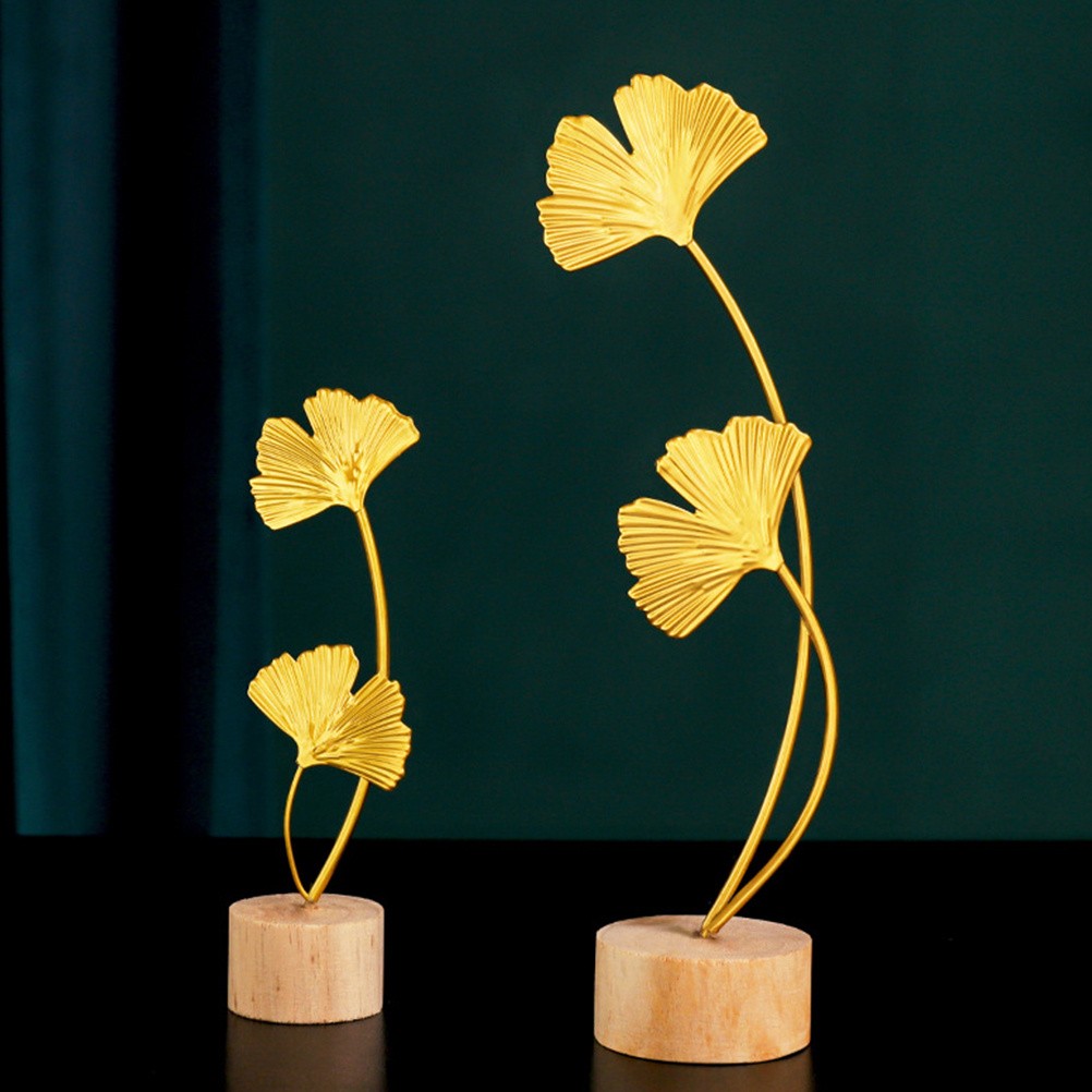 Elegant Ginkgo Leaf Decoration Metal for Desktop 1Pcs 11×2.7in