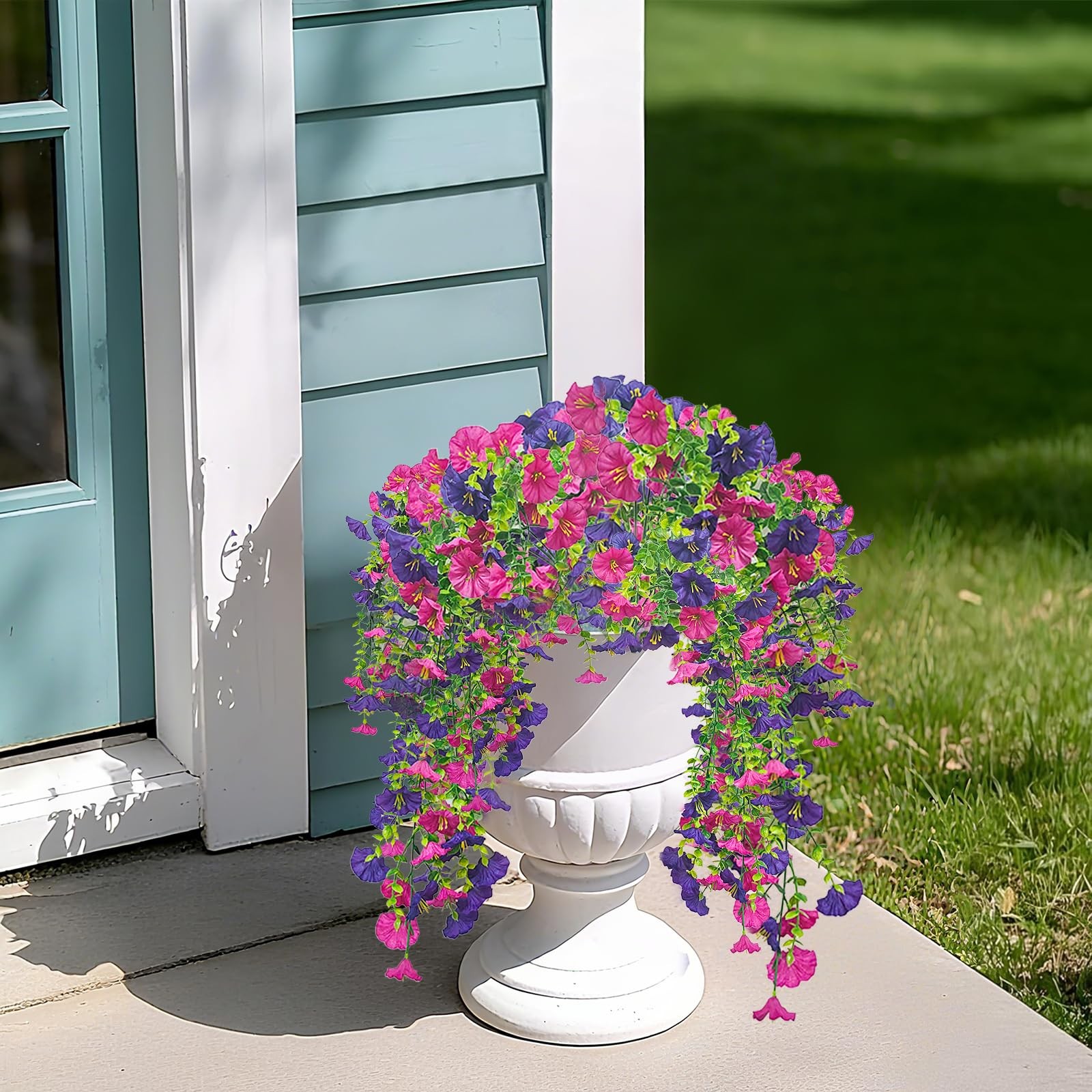 4PCS Artificial Hanging Flowers,Artificial Flowers for Outdoor Decor Suitable…