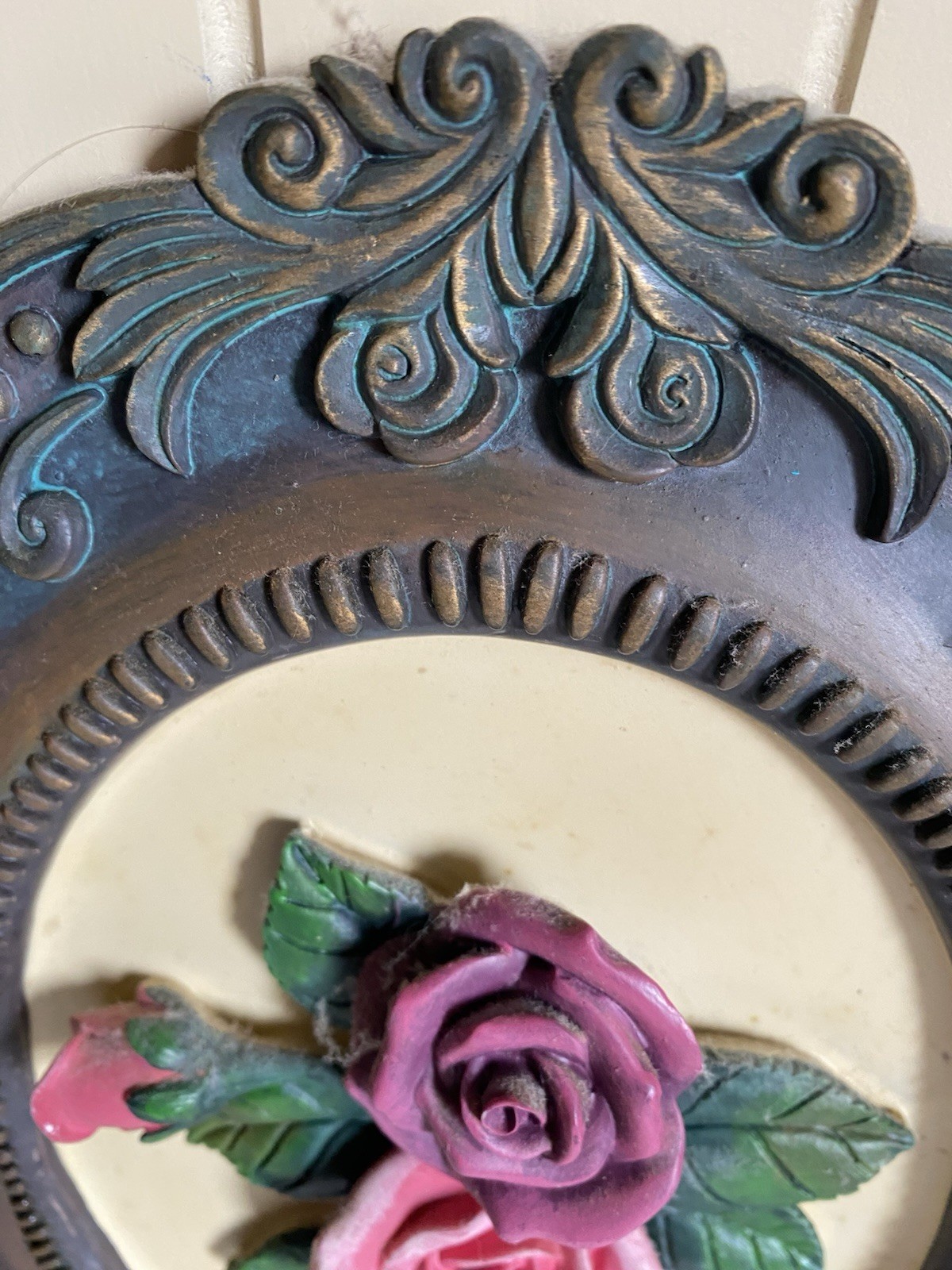 Vintage Rose Floral Wall Hanging Plaques Shabby Chic Cottagecore Decor Set Of 2