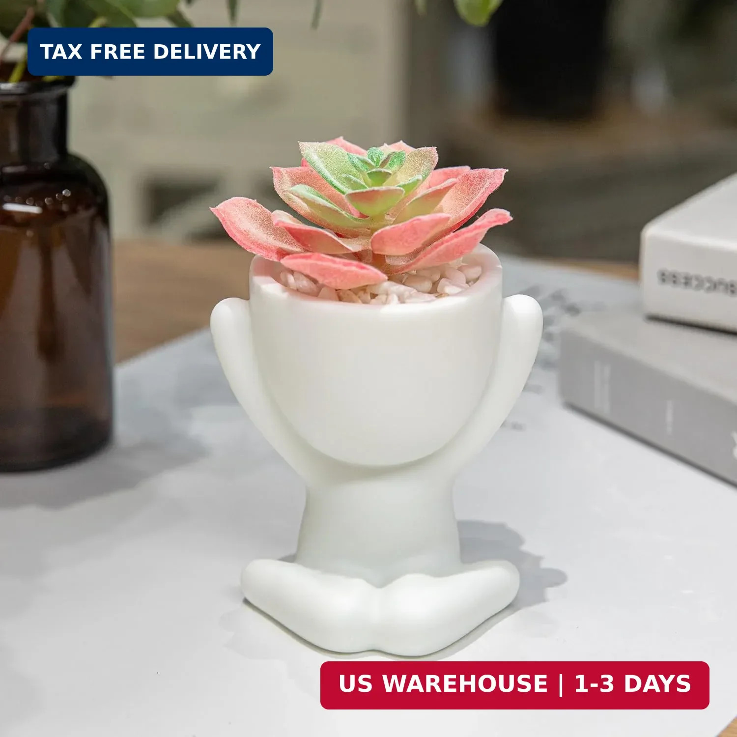 HEYO-YEPY 3PCS Cute Artificial Plant Office Decor for Women and Men, Aesthetic D