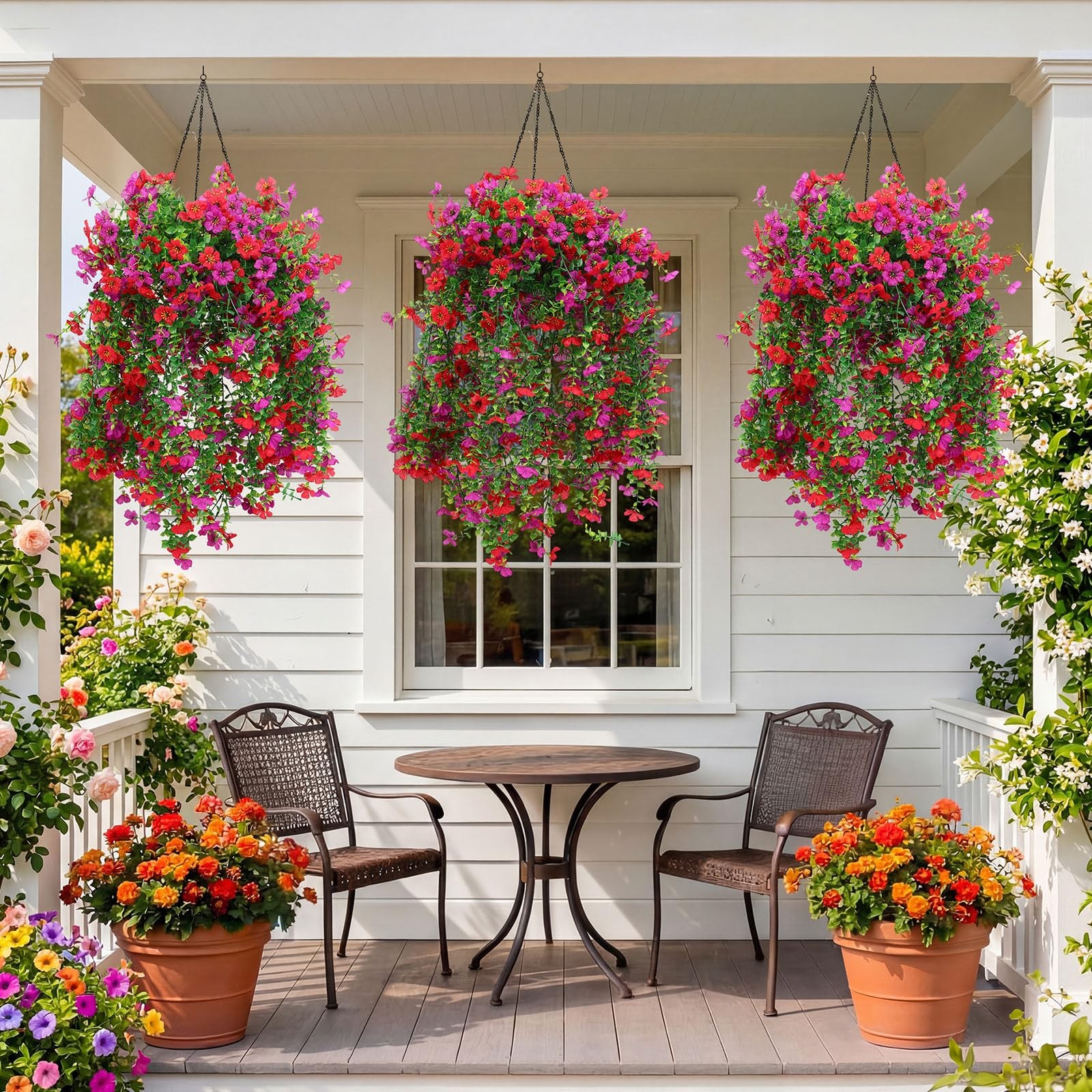 4 Pcs 30In Artificial Hanging Flowers for Outdoor Planter 156 Branches Traili…