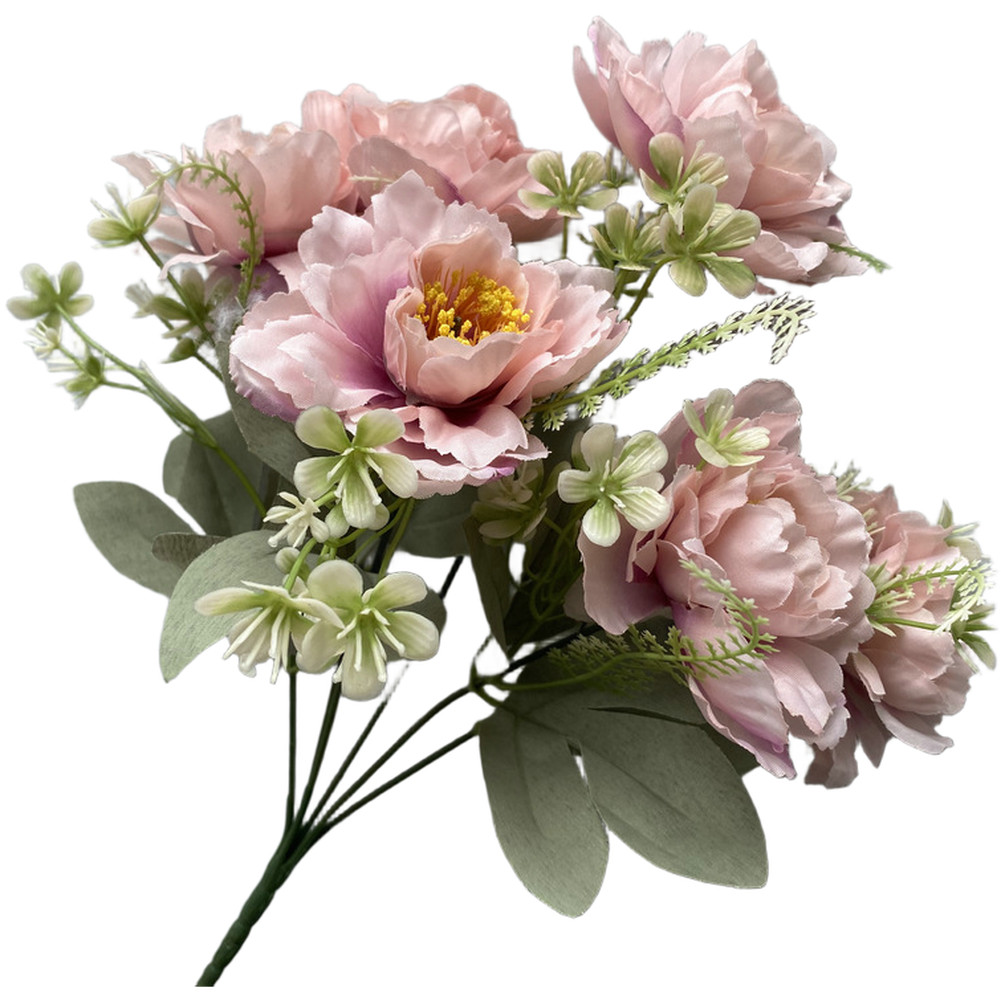 Realistic Peony Silk Flower Arrangement 6 Heads 35cm Height for Indoor Decor