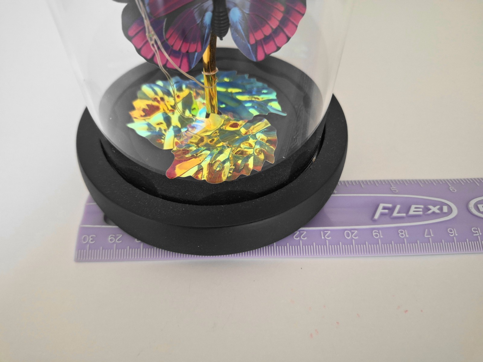 Light Up Rose in Glass Dome With Butterfly
