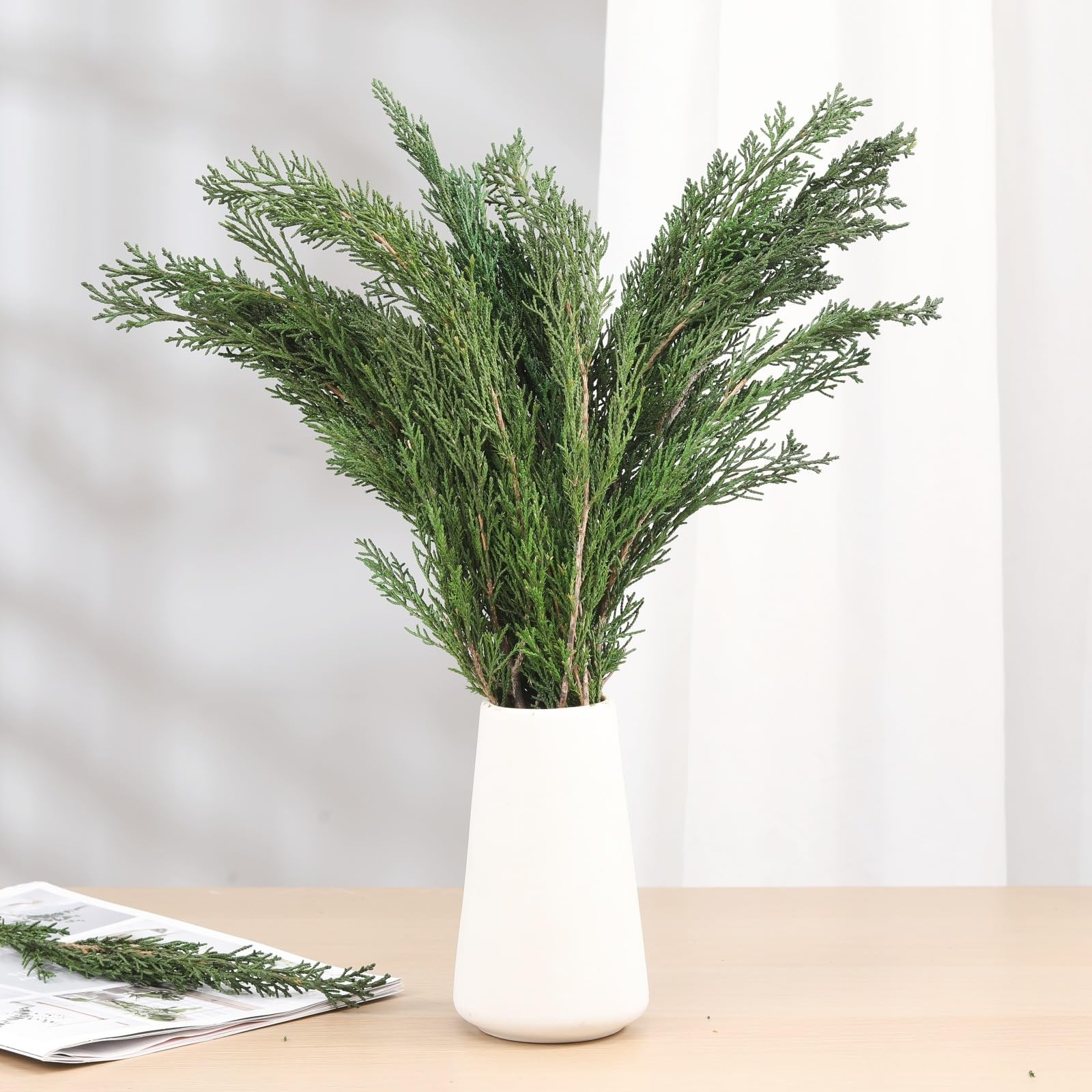6OZ Preserved Real Pine Leaves Branches -17” Natural Christmas Greenery Plan…