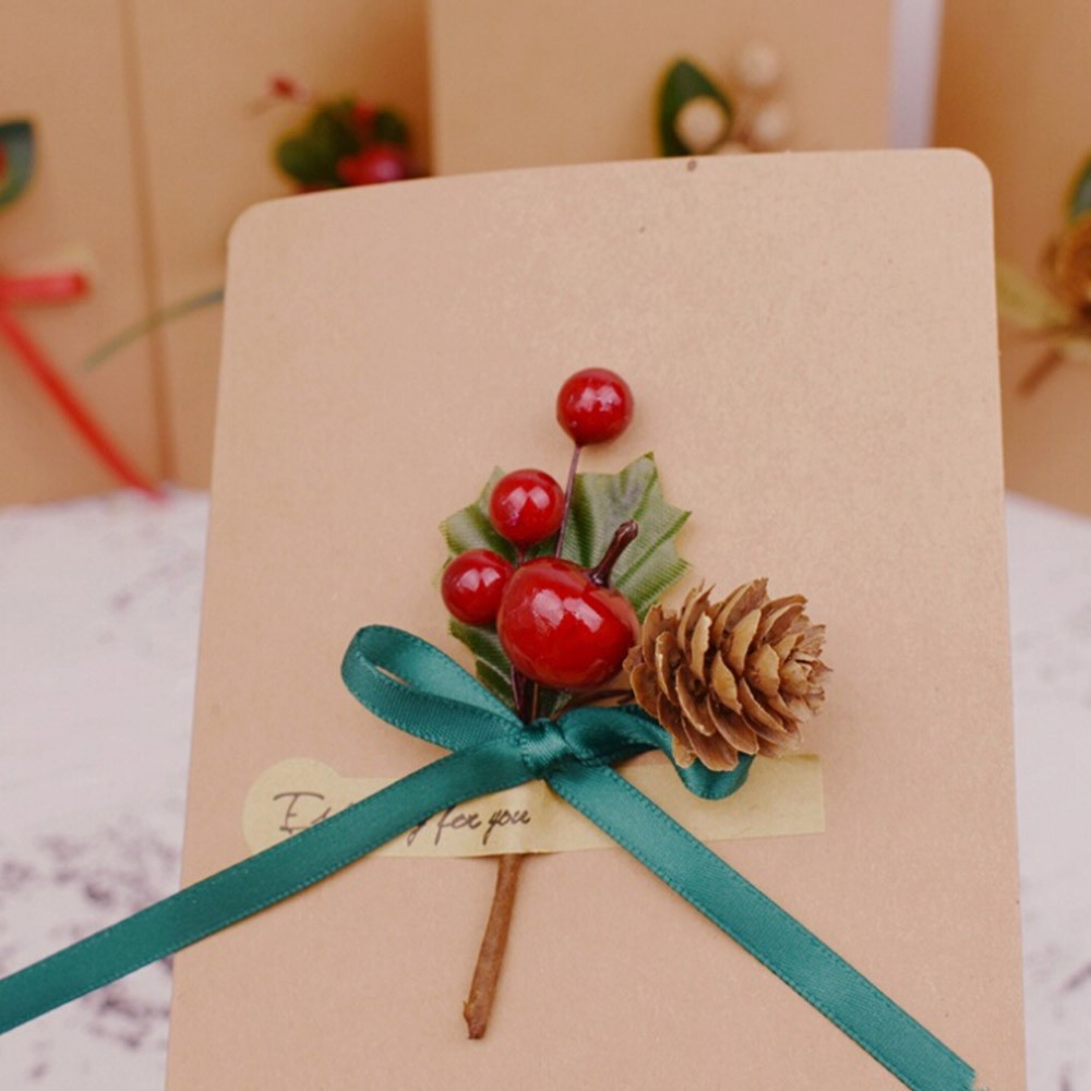 ⁺Red Berries Pine Cones Cute Artificial Pine Branches For Birthday Party Holiday