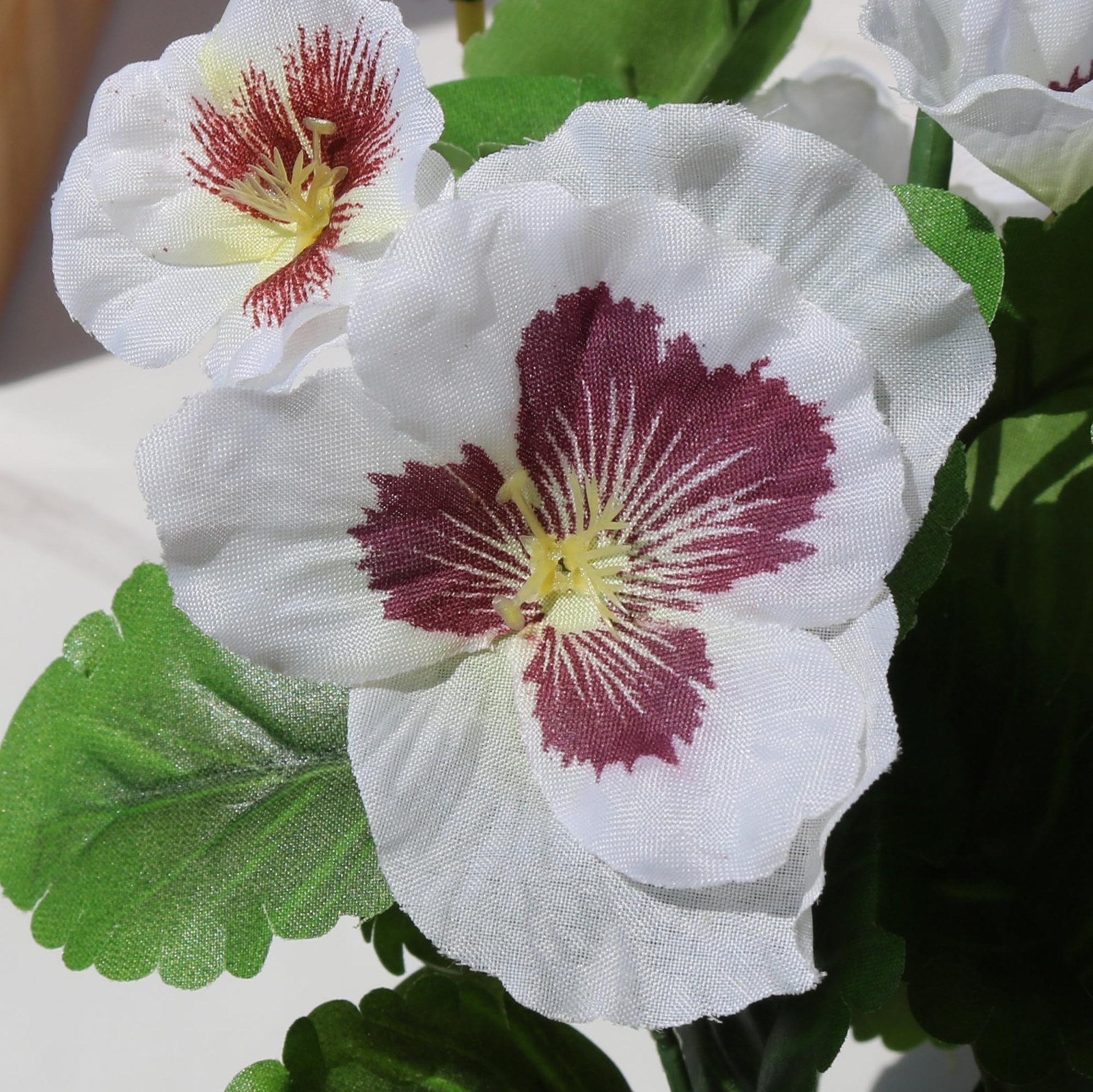 6PCS UV Resistant Artificial Flowers Artificial Pansy Bushes Faux Plastic Flo…