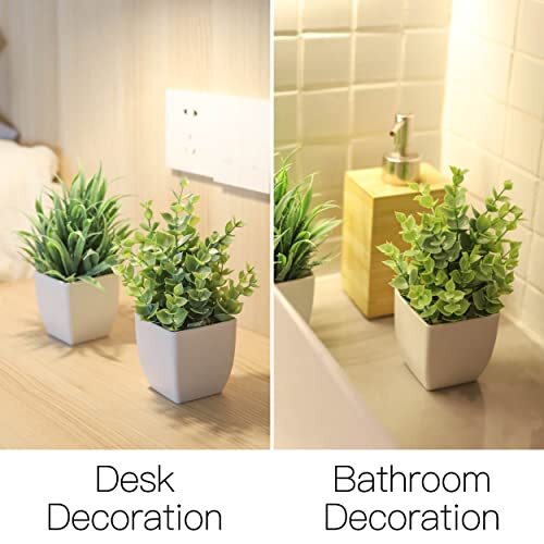 2 Pack Mini Fake Plants Artificial Potted Plants for Table Desk Bathroom Office
