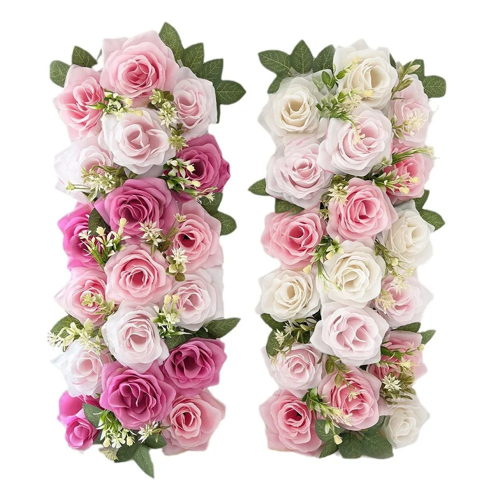 22x50cm Artificial Rose Flower Row Wedding Decoration Wall Backdrop Garland NEW