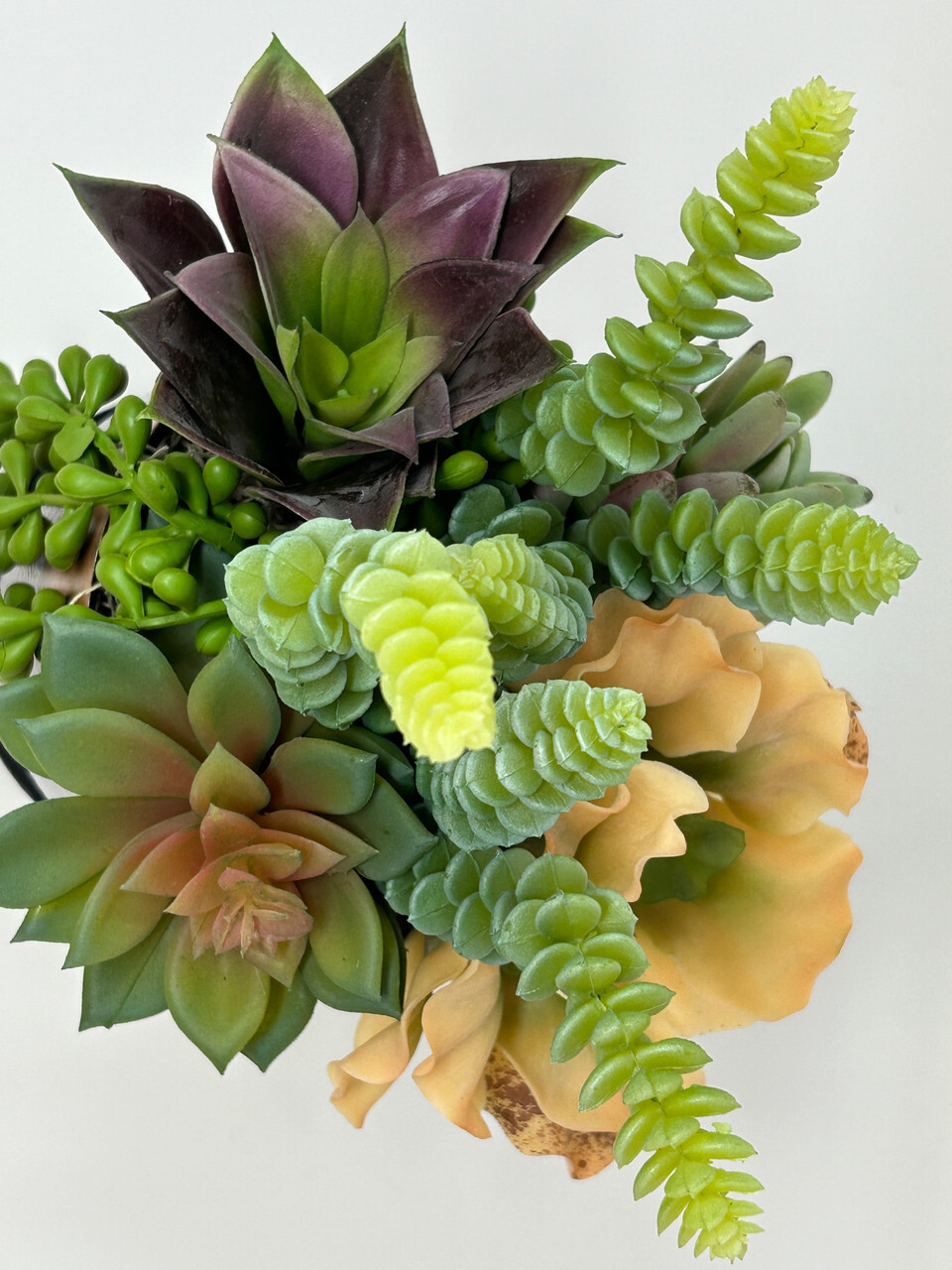11″ Unique Artificial Succulent Garden #1 mixed arrangement, 5″ Metal Planter