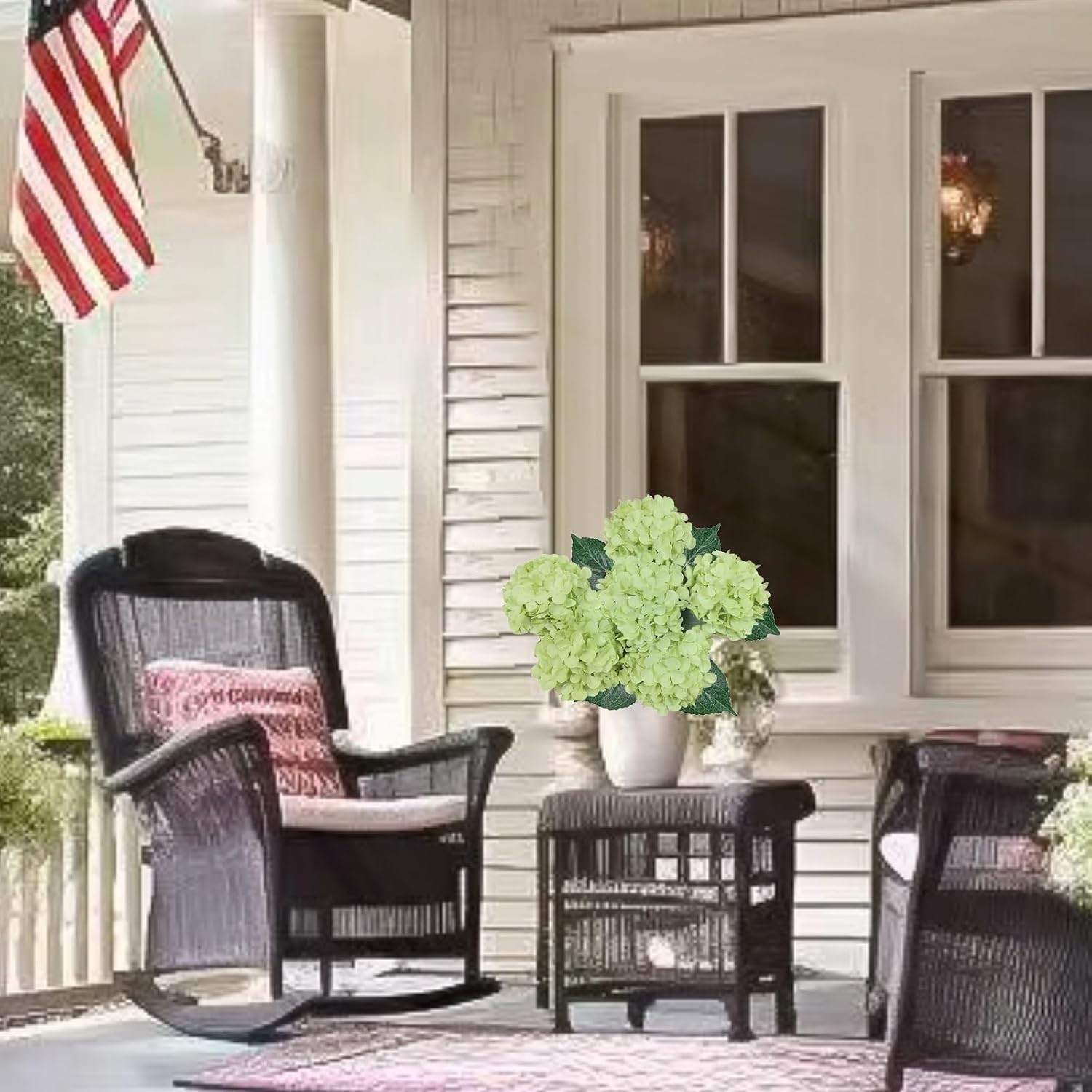 Green Hydrangea Faux Flowers – 6PCS for Beautiful Home Decor & Events