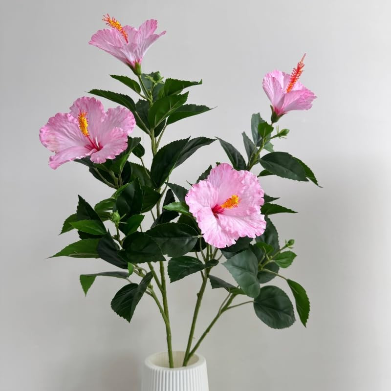 32″ Silk Fake Hibiscus Flowers Artificial Tropical with Long Stem,Tropical Plant