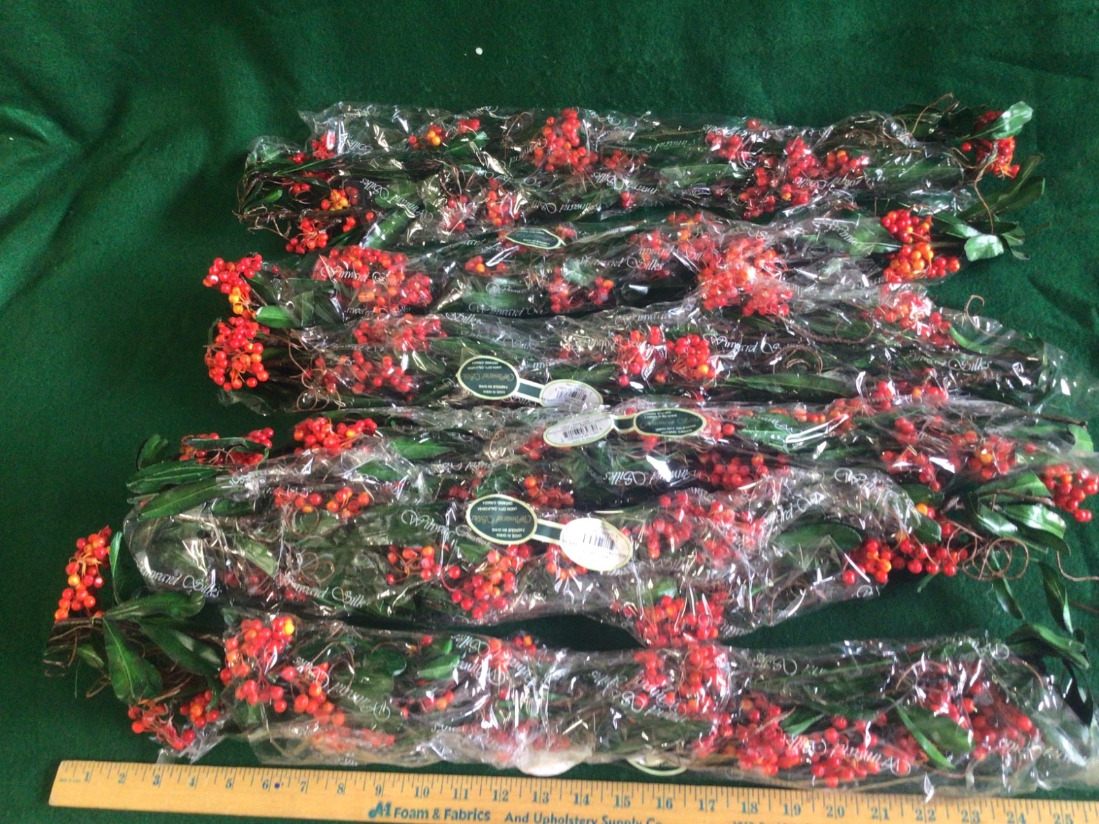 #4 Set of 6 Silk Flowers WINWARD SILKS Mountain Ash Berry Garlan Factory New 2ft