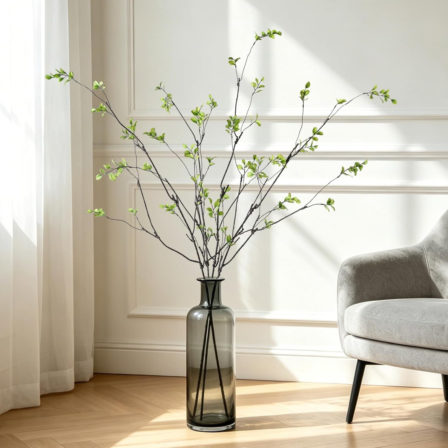 Artificial Ficus Branches 4Pcs 47.2″ Long Faux Greenery Stems for Vase