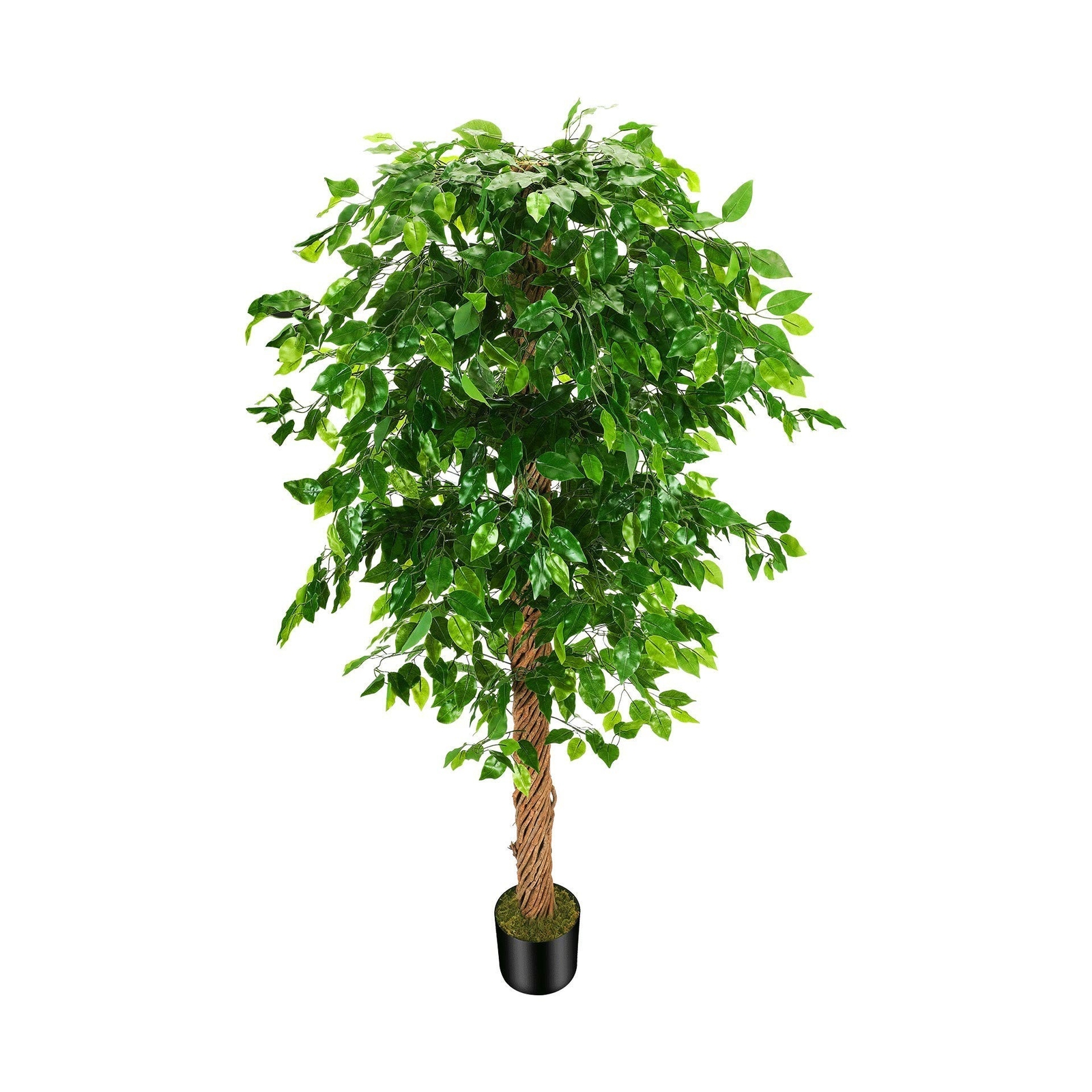 6ft Artificial Ficus Silk Tree (72in) with Plastic Nursery Pot Faux Tree, Fak…