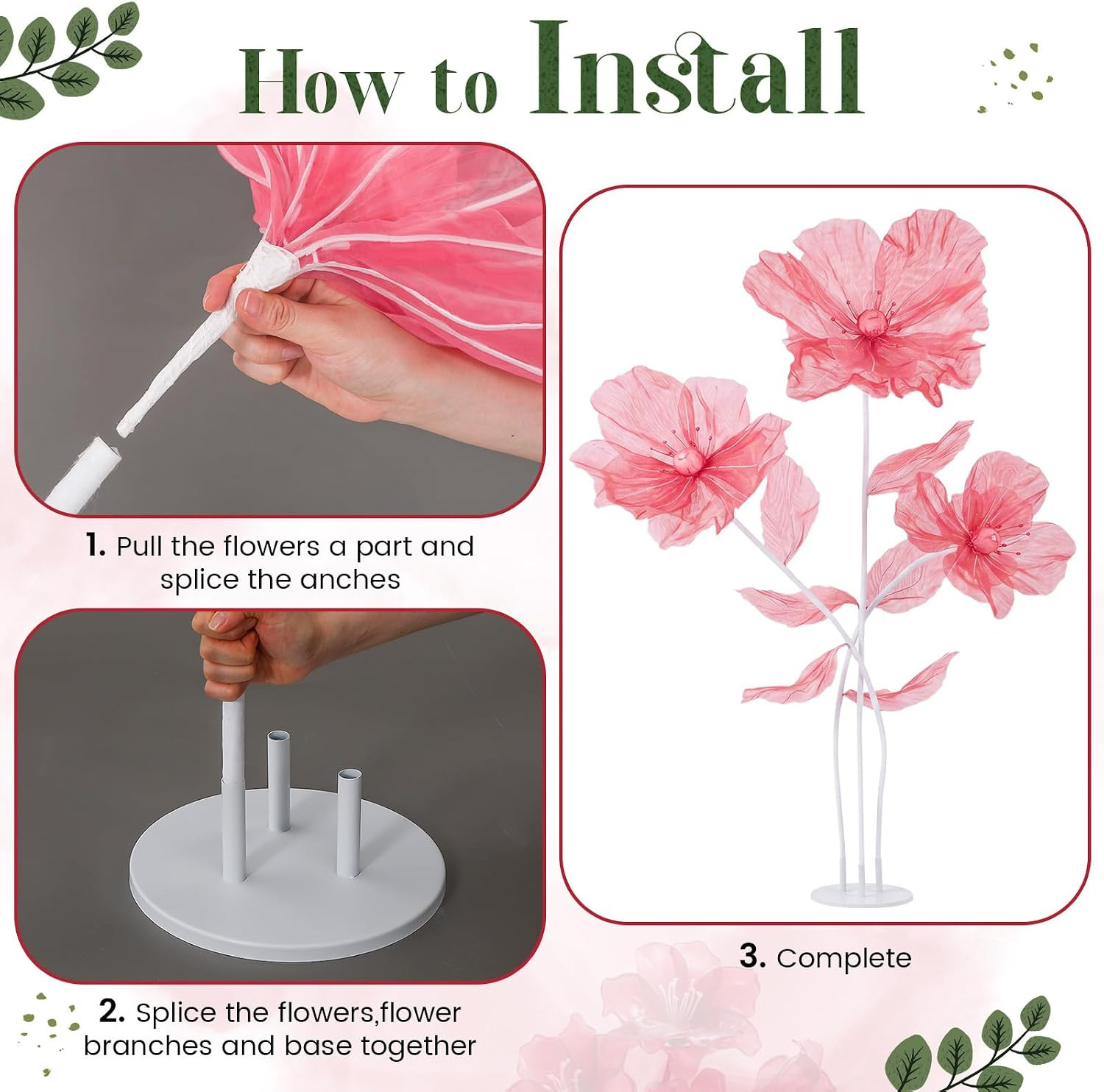 6 Ft Giant Silk Flower for Decoration with Stand Artificial Decor Big Silk Flowe