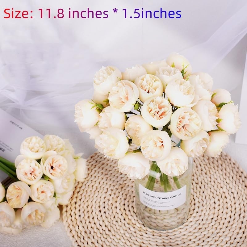 18 Pcs Ranunculus Artificial Flower 11.8″ and 54 Heads Faux Silk Ranunculus F…