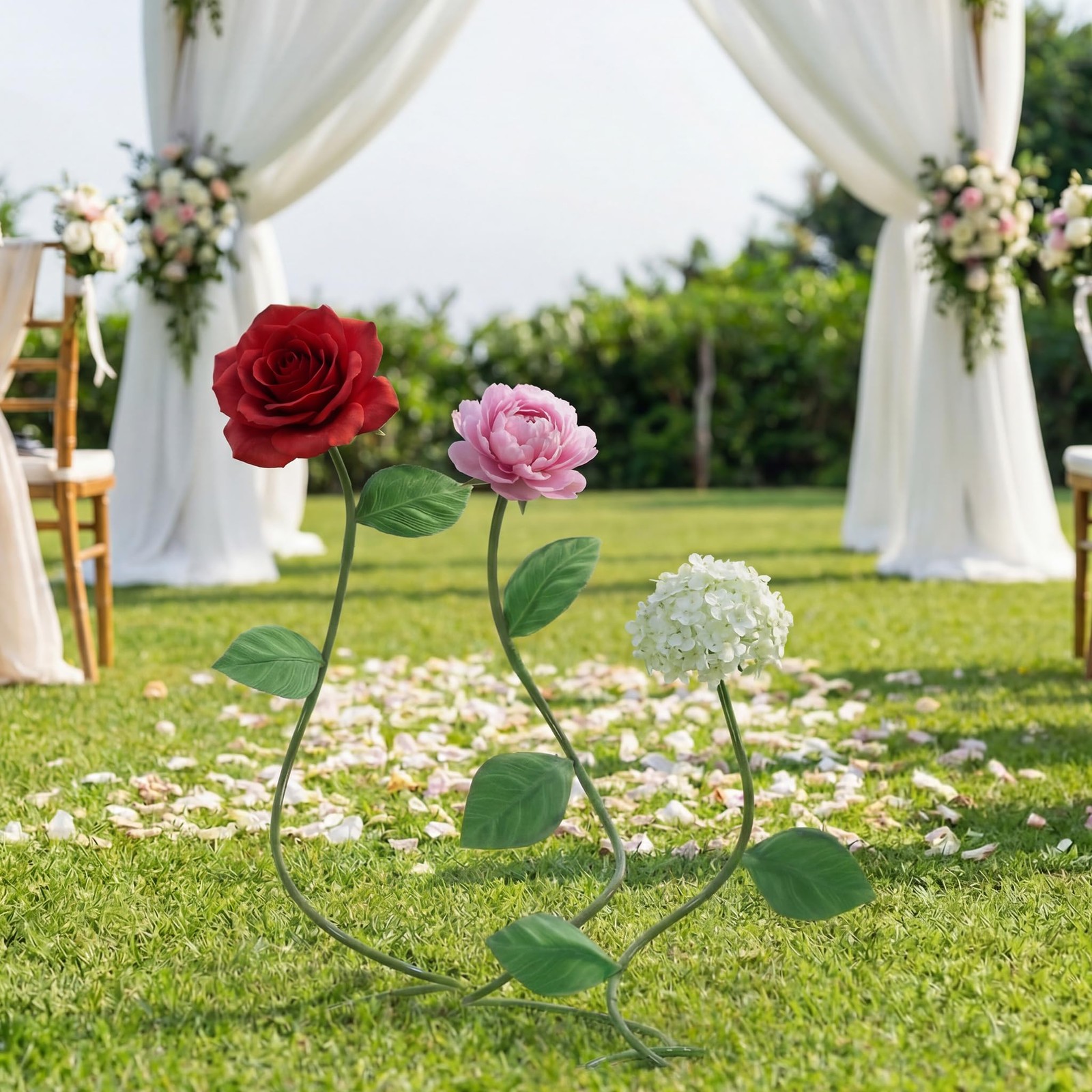 3 Pcs Standing Giant Flowers Stem Stands Giant Artificial Flower Stems for La…