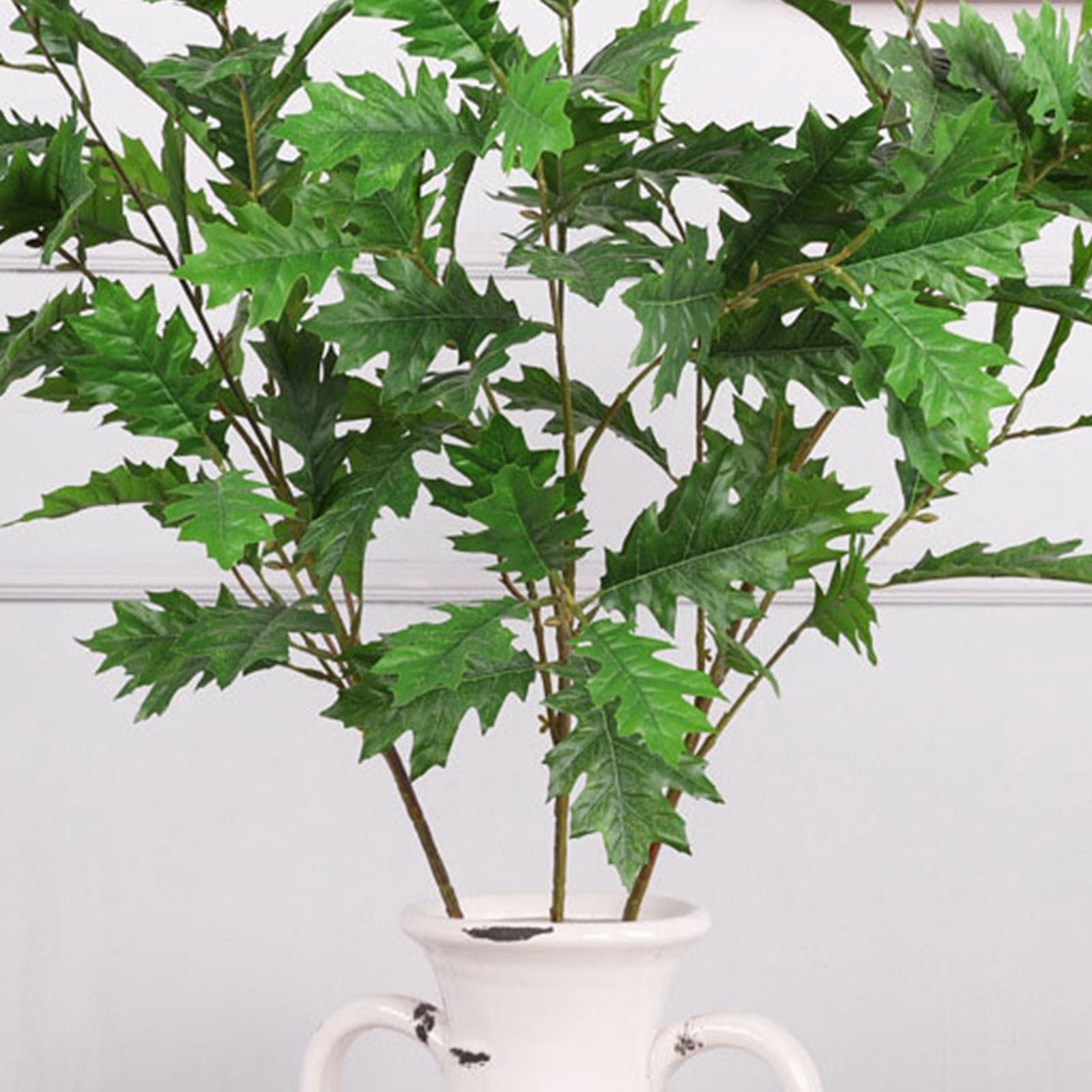 Artificial Oak Leaves Silk Fabric Leaves Iron Stem Decorative Faux Oak Leaves