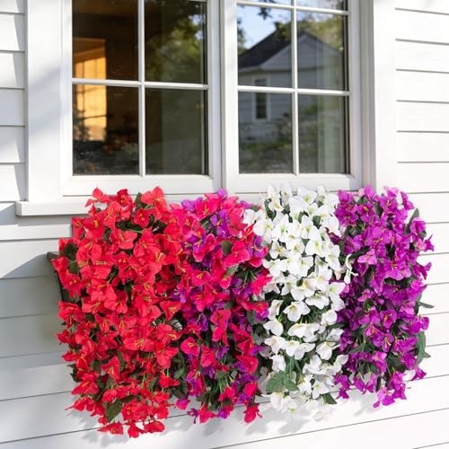 2 PCS UV Resistant Faux Bougainvillea Hanging Flowers – Silk Plants for Outdoor