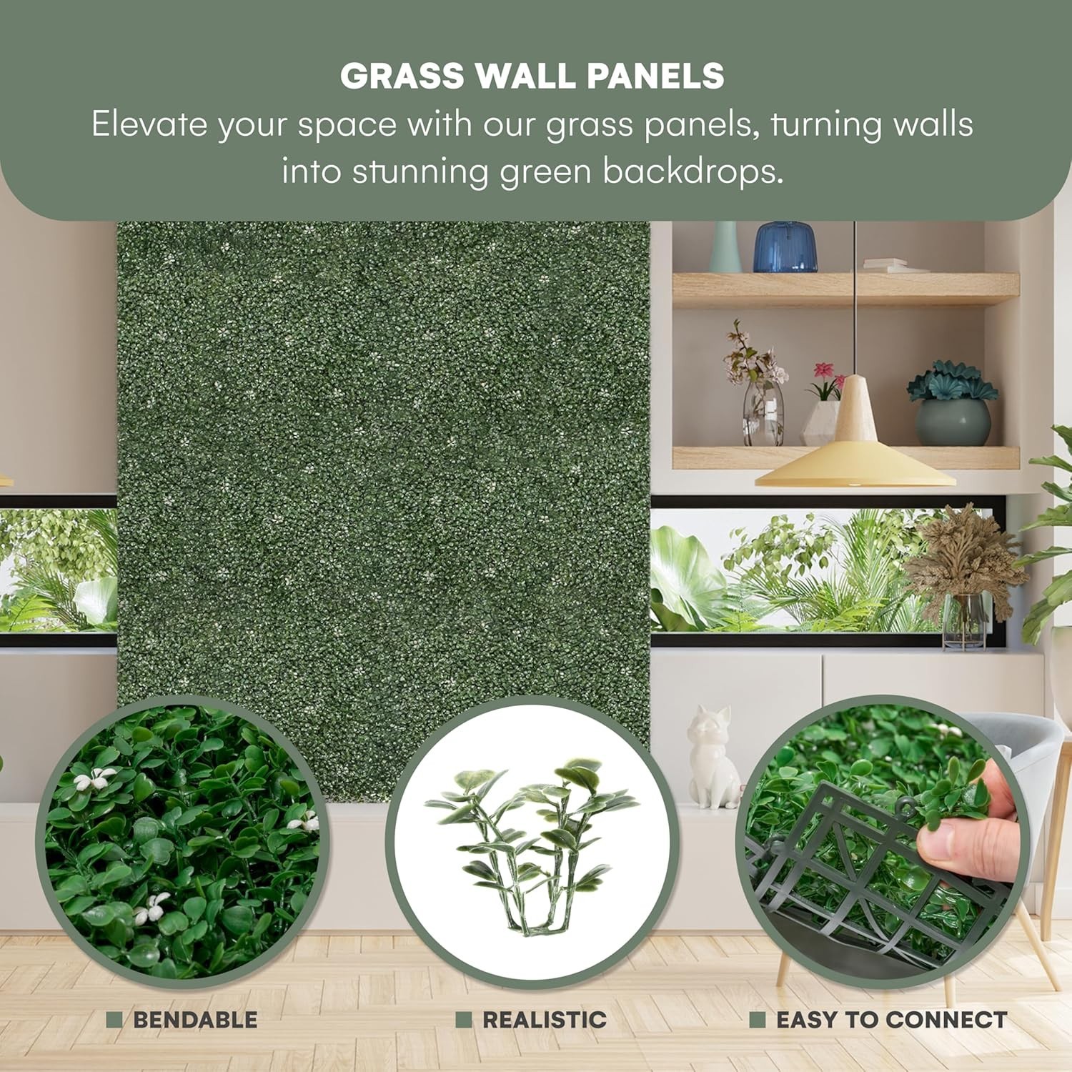 20×20 in Artificial Grass Decor Boxwood 6 pieces UV protected