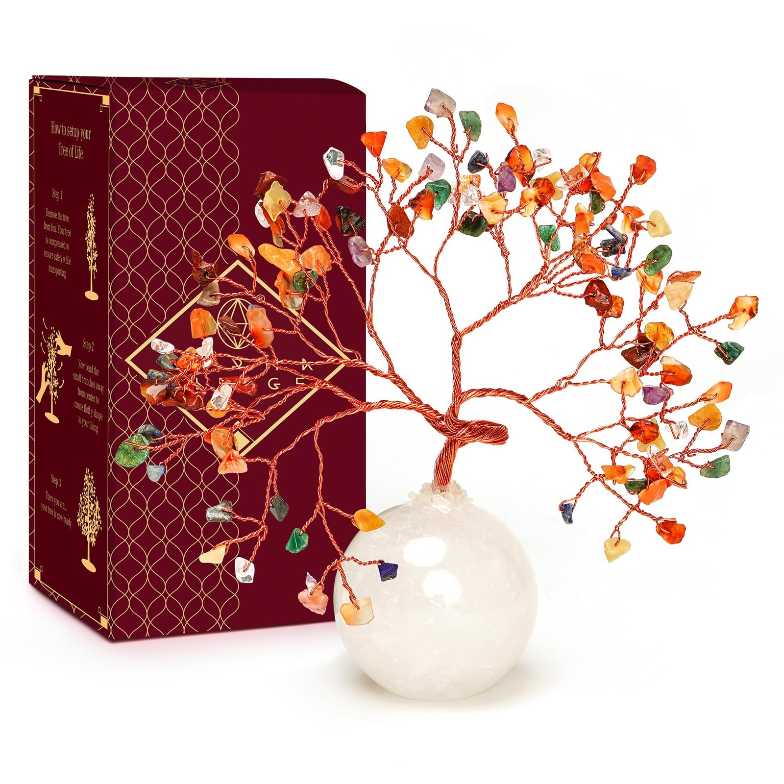 7 Chakra Crystal Tree of Life Gifts for Women, Handmade Home and Office Decor…